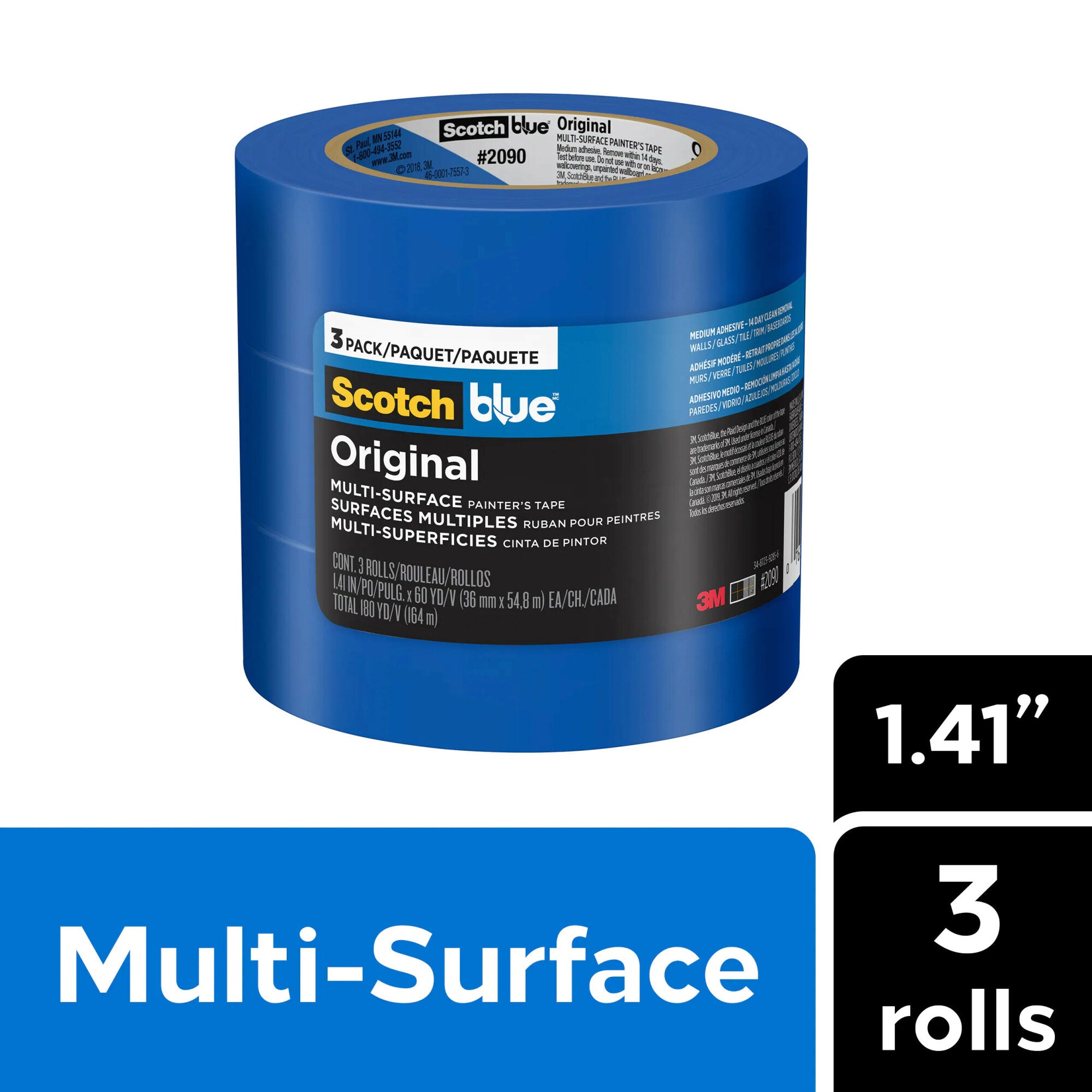 ScotchBlue Original Painter’s Tape 2090-36AP3, 1.41 in x 60 yd (36mm x54,8m)