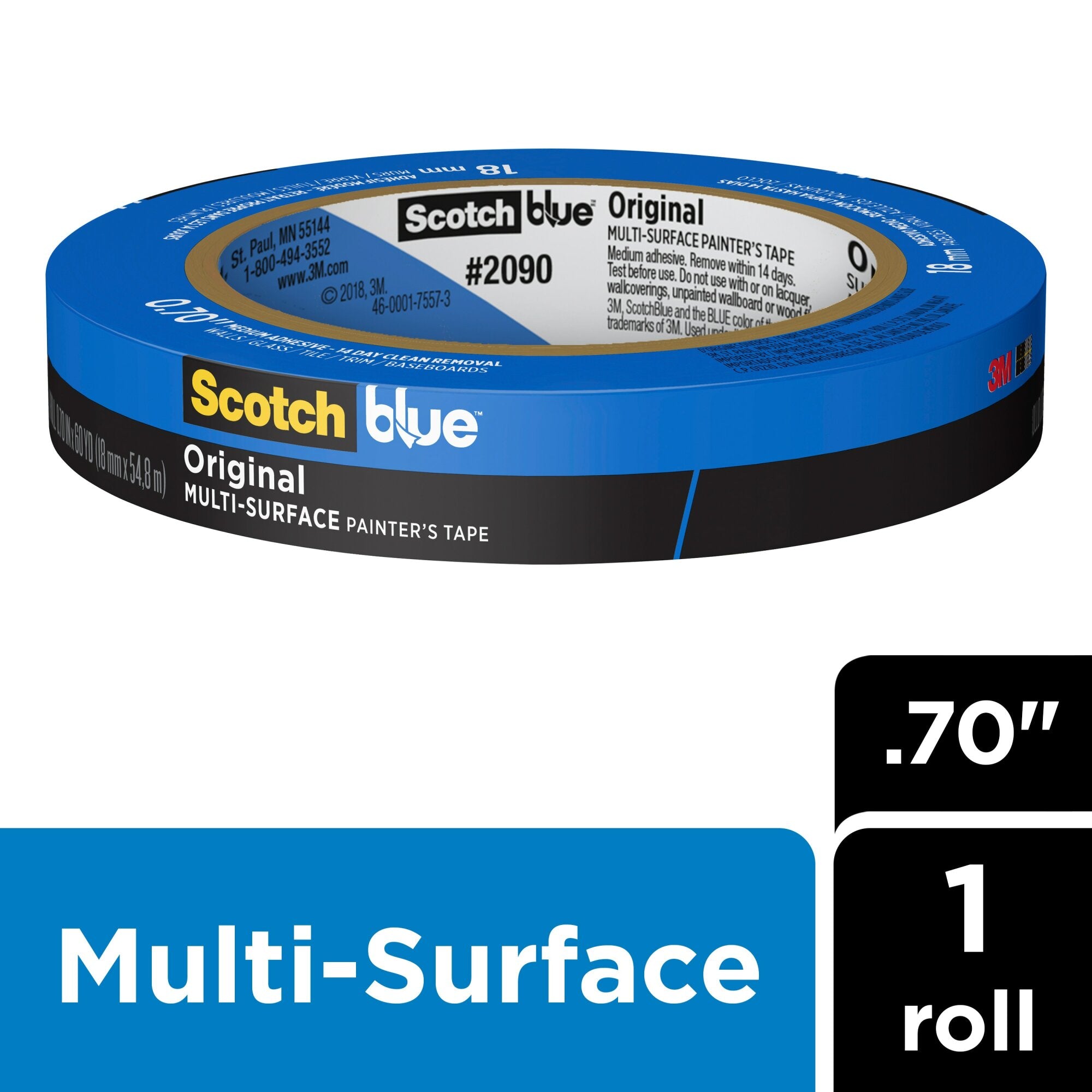 ScotchBlue Original Painter’s Tape 2090-18NC, 0.70 in x 60 yd (18mm x54,8m) Online Hot Sale