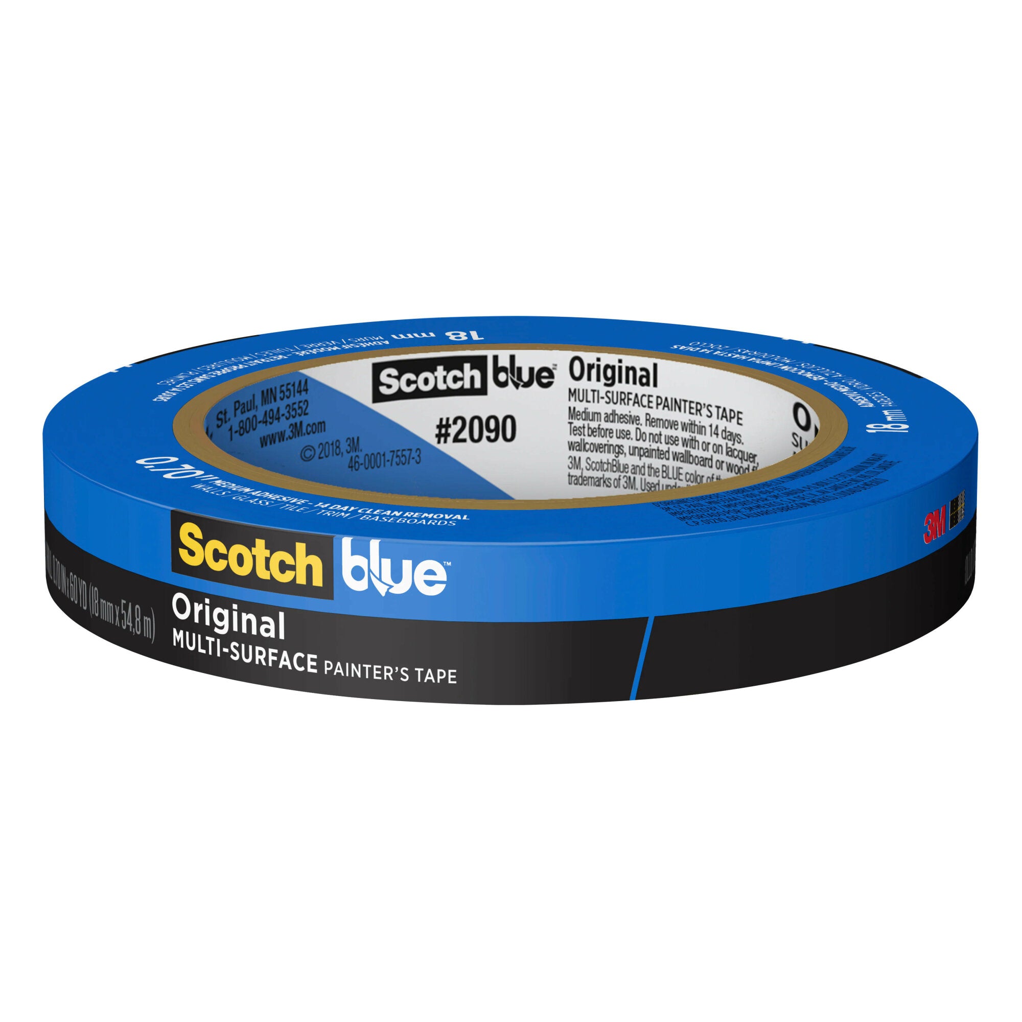 ScotchBlue Original Painter’s Tape 2090-18EC, 0.70 in x 60 yd (18mm x54,8m)