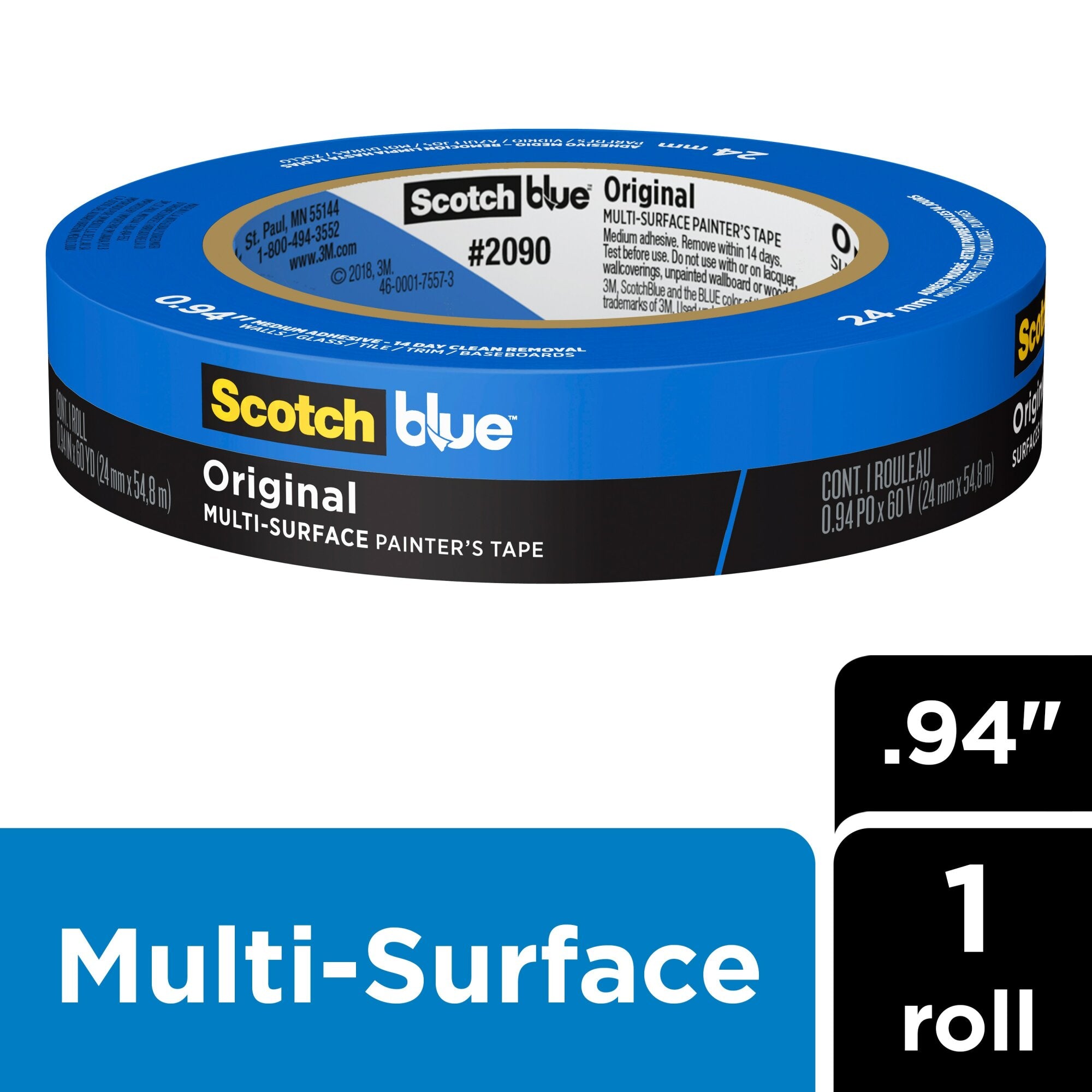 ScotchBlue Original Painter’s Tape 2090-24NC, 0.94 in x 60 yd (24mm x54,8m) Online Hot Sale