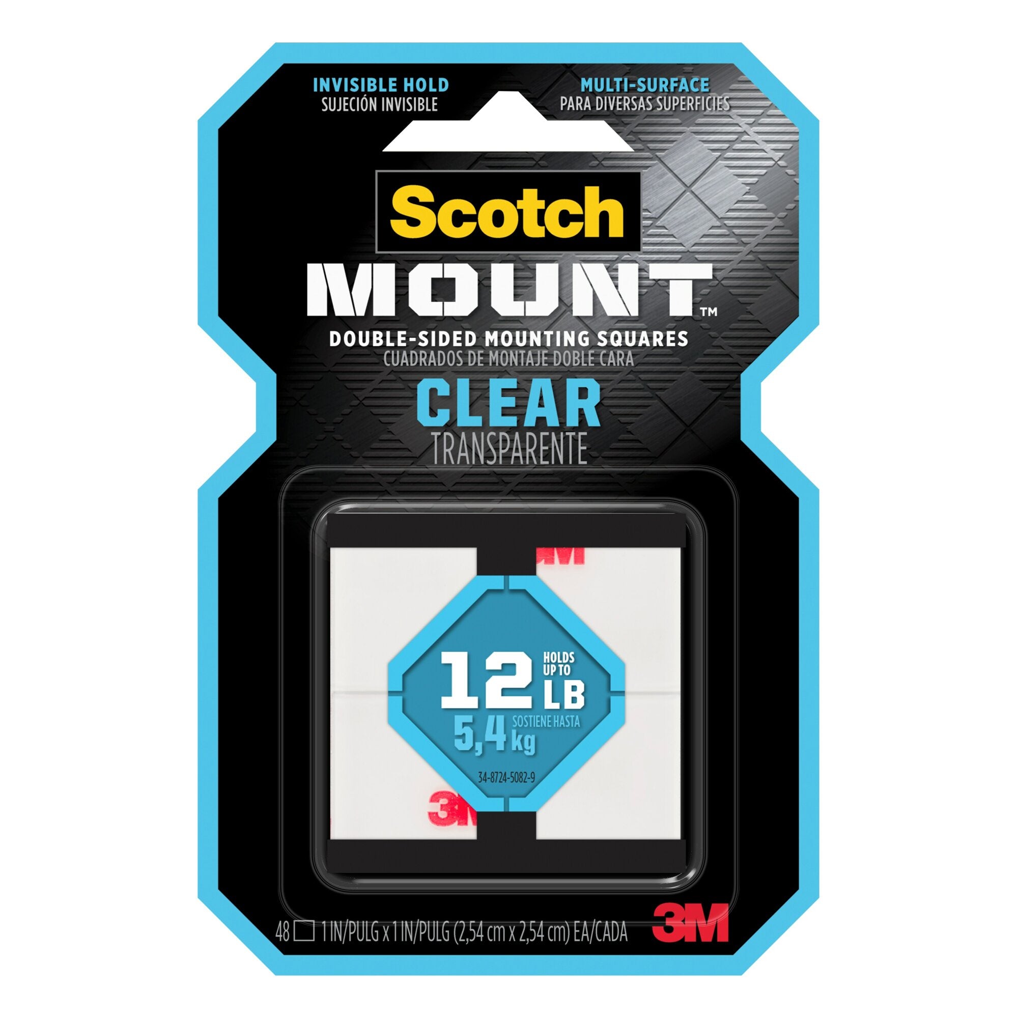 Scotch-Mount Clear Double-Sided Mounting Squares 410H-SQ-48, 1 in x 1 in Sale