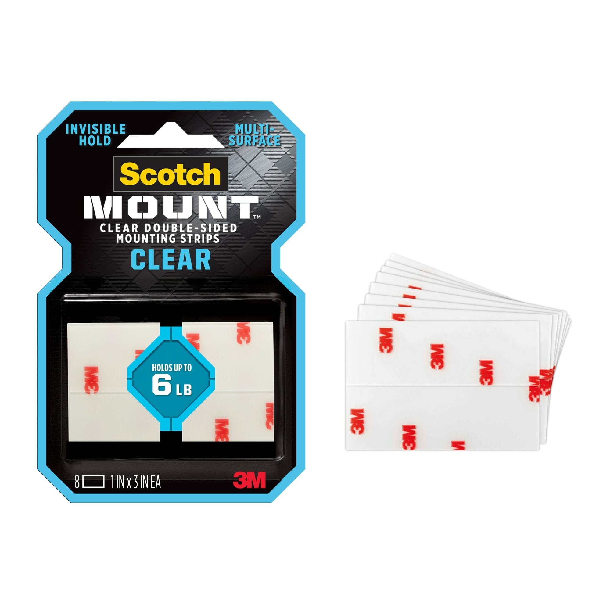 Scotch-Mount Clear Double-Sided Mounting Strips 410H-ST, 1 in x 3 in Online Sale