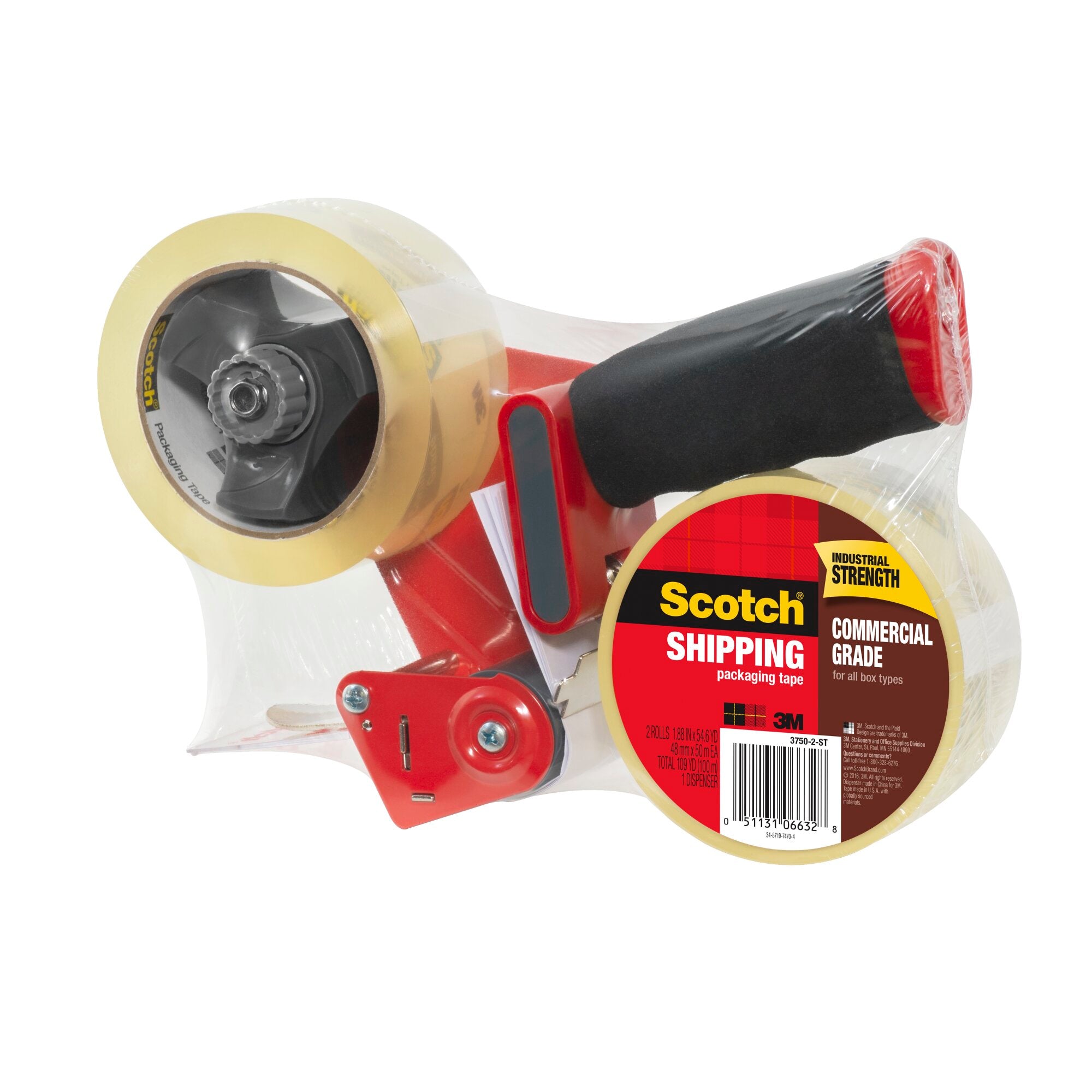 Scotch® Commercial Grade Shipping Packaging Tape 3750-2-ST, 1.88 in x 54.6 yd Fashion