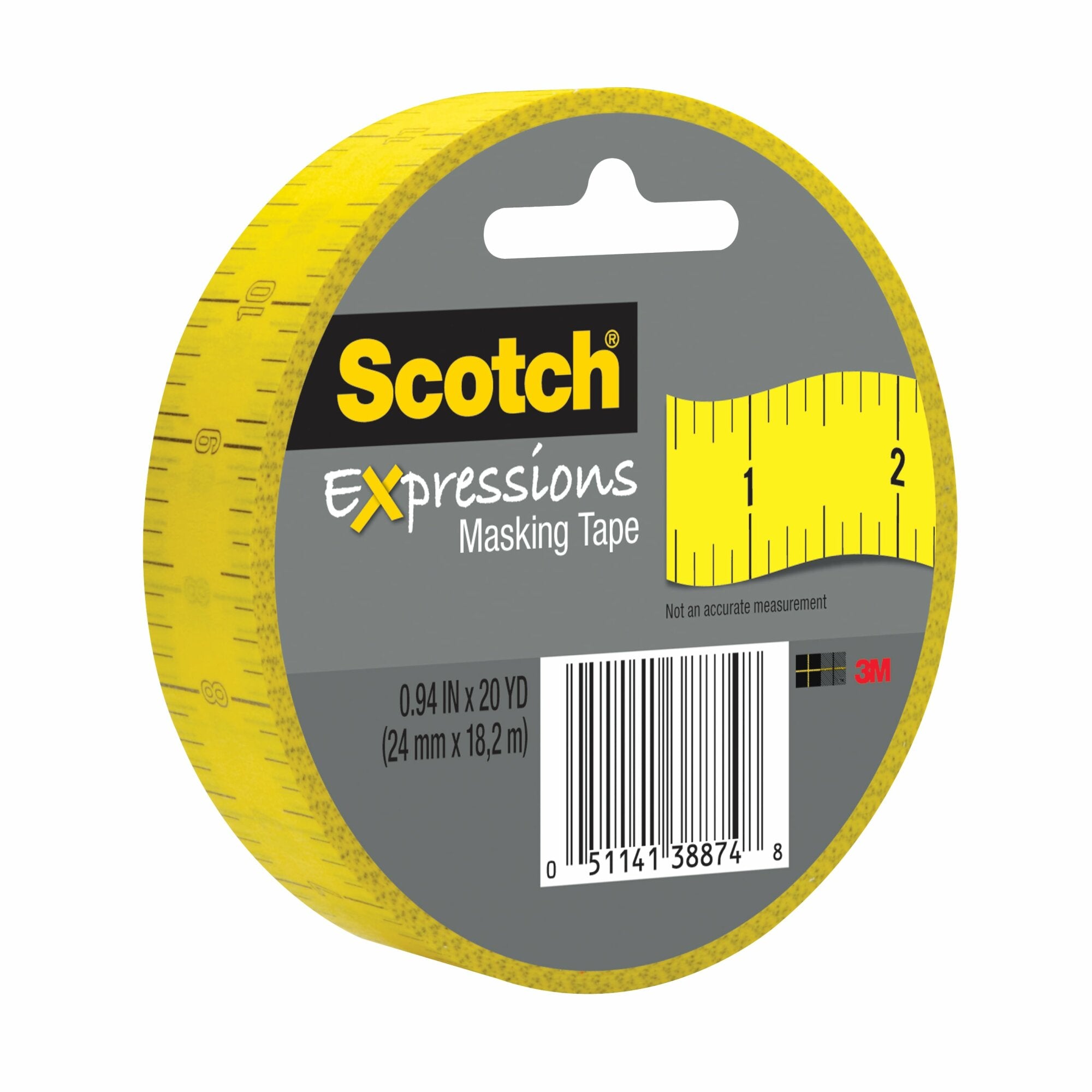 Scotch® Expressions Masking Tape 3437-P5, .94 in x 20 yd (24 mm x 18,2m), Ruler Online