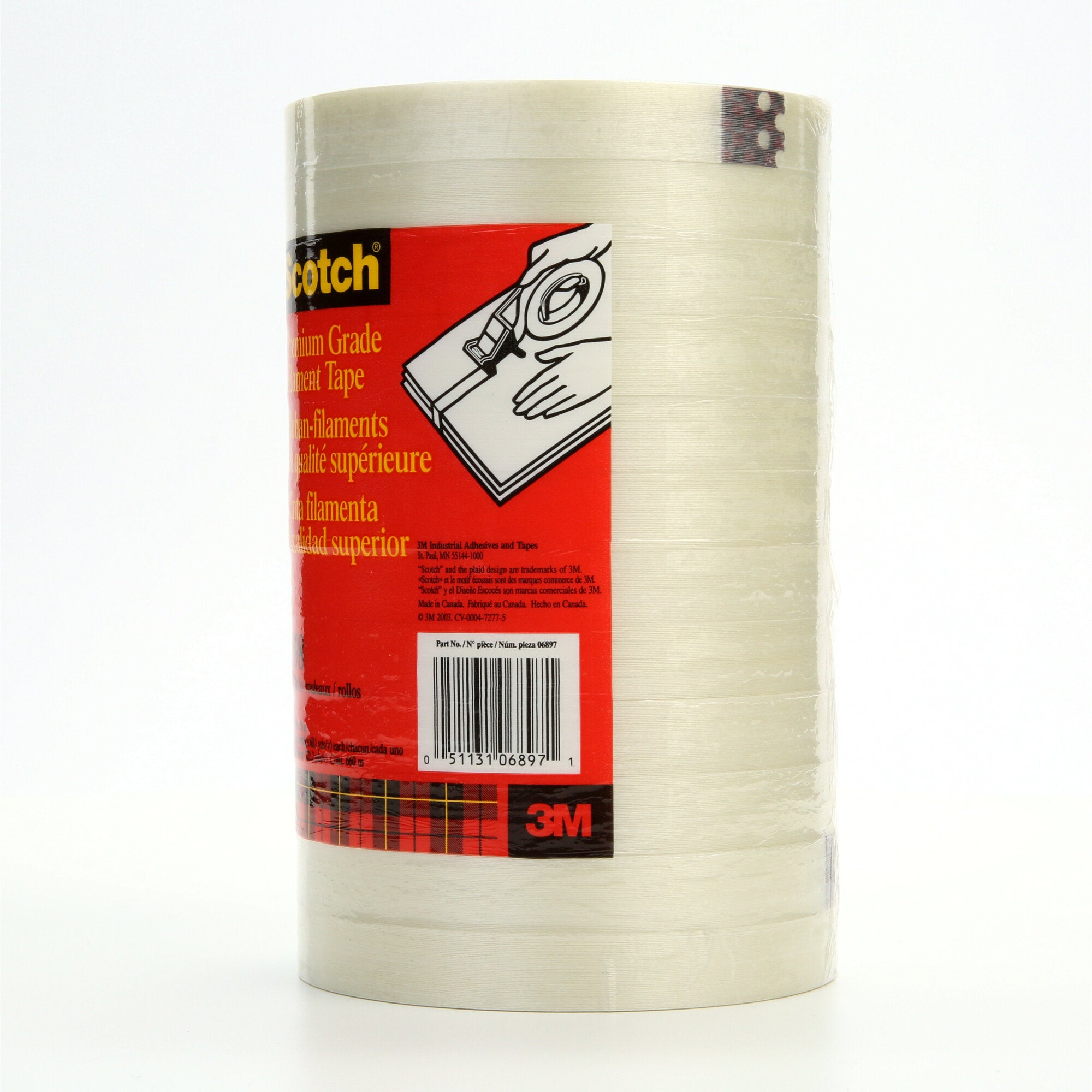 Scotch® Filament Tape 898, Clear, 18 mm x 55 m, 6.6 mil, 48 rolls percase Fashion
