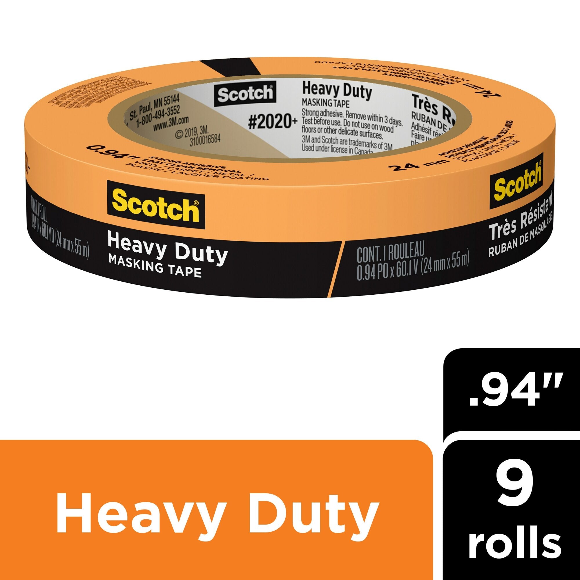 Scotch® Heavy Duty Masking Tape 2020+-24AP9, 0.94 in x 60.1 yd (24mm x55m) Online