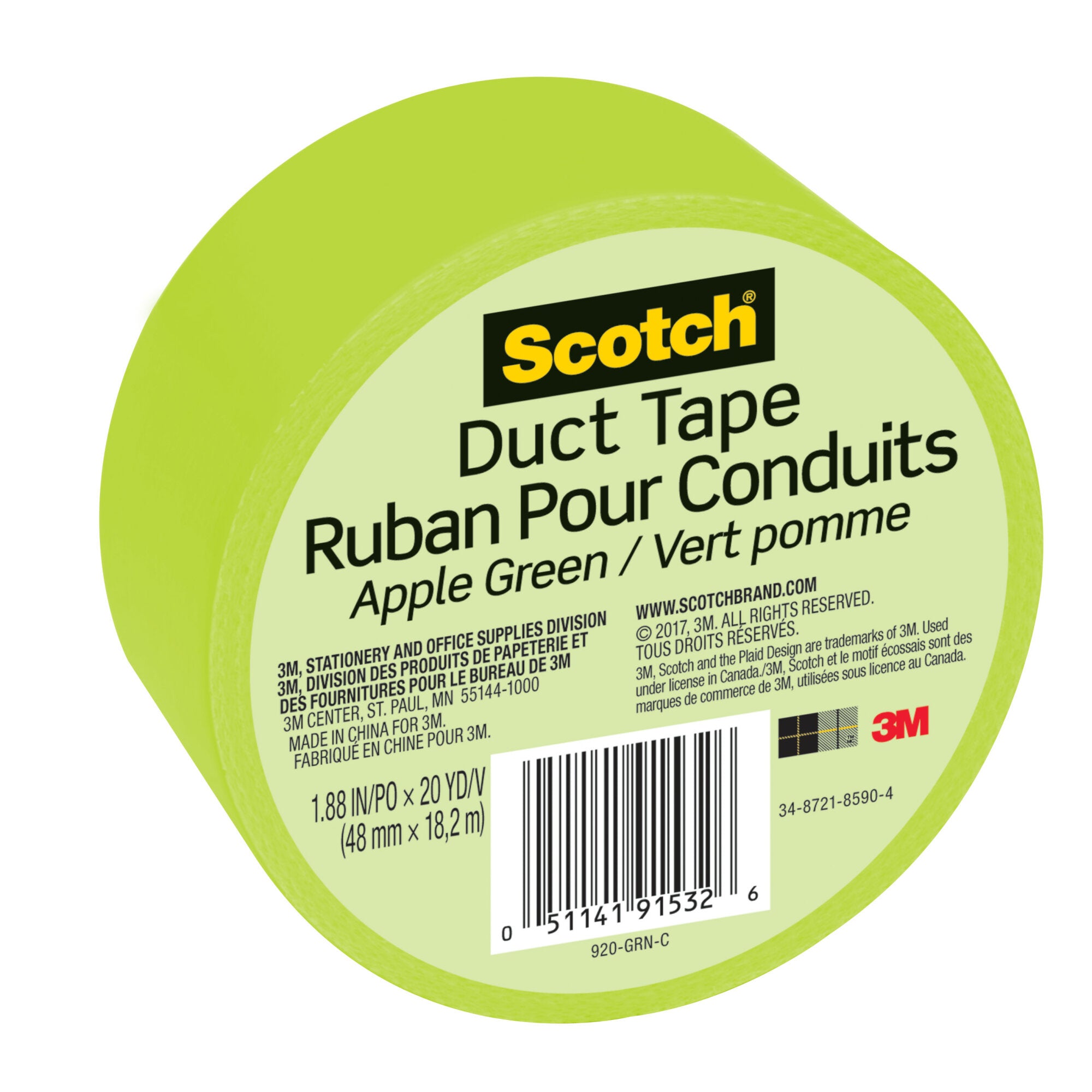 Scotch® Duct Tape 920-GRN-C, 1.88 in x 20 yd (48 mm x 18,2 m), Green Sale