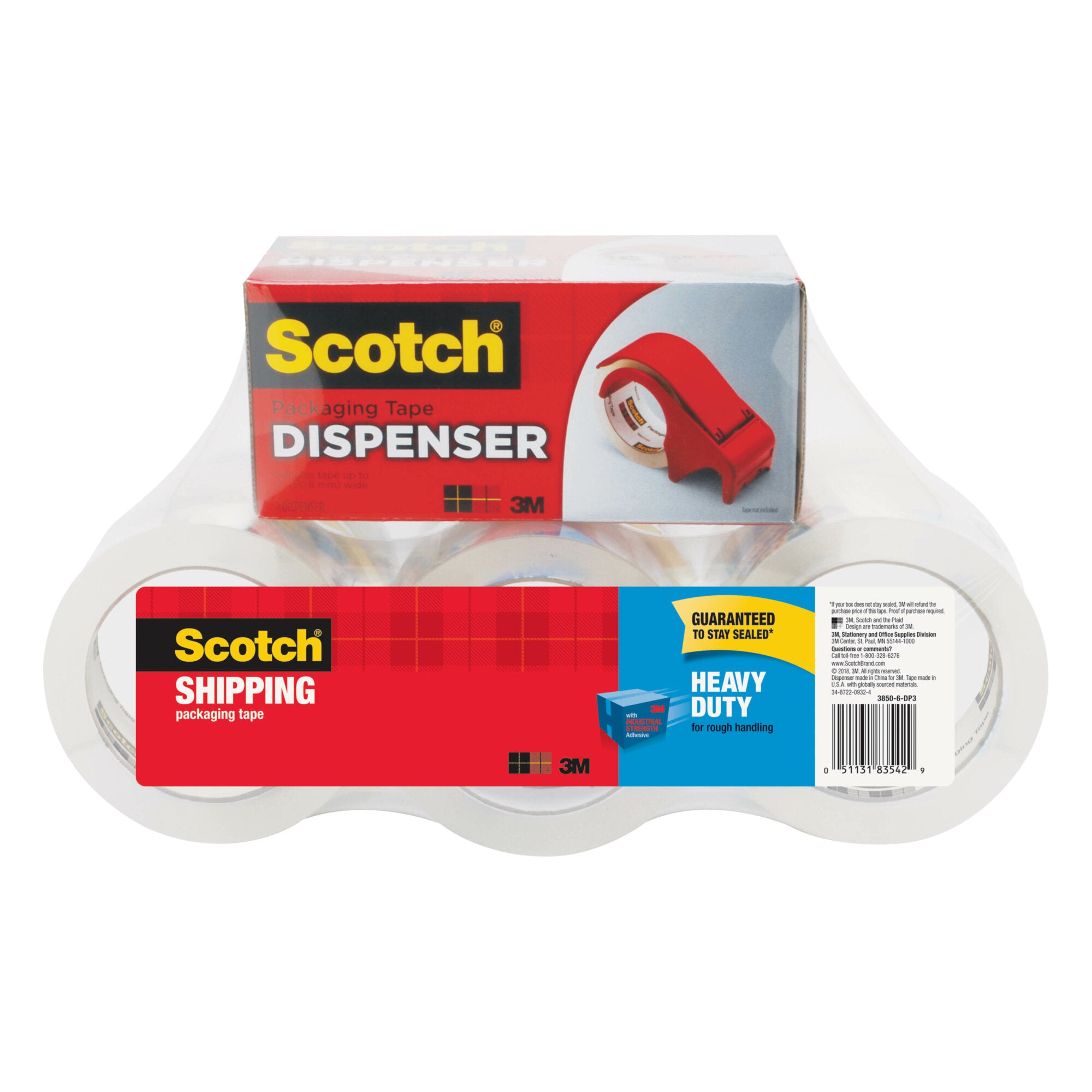 Scotch® Heavy Duty Shipping Packaging Tape, 3850-6-DP3, 1.88 in x 54.6yd Online Hot Sale