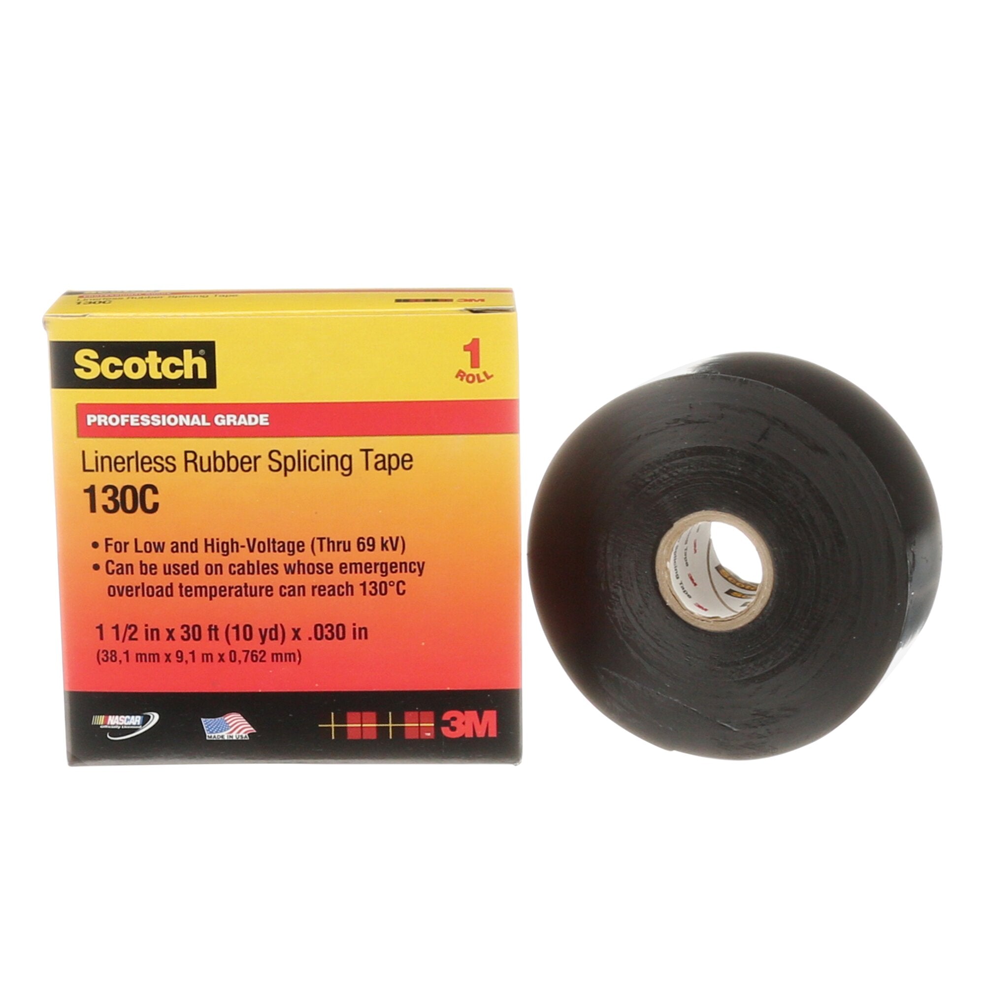 Scotch® Linerless Rubber Splicing Tape 130C, 1-1/2 in x 30 ft, Black Online
