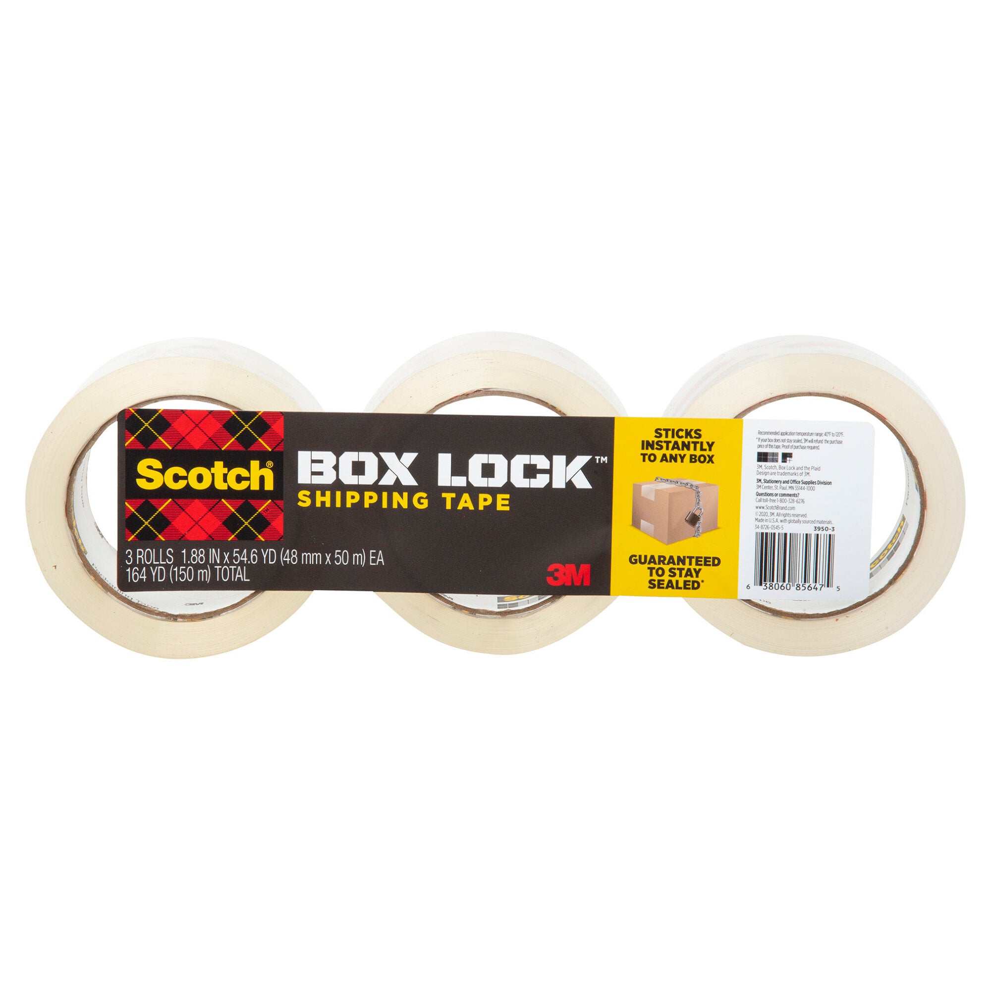 Scotch® Shipping Packaging Tape 3950S-3, 1.88 in x 38.2 yd (48 mm x 35 m) Sale