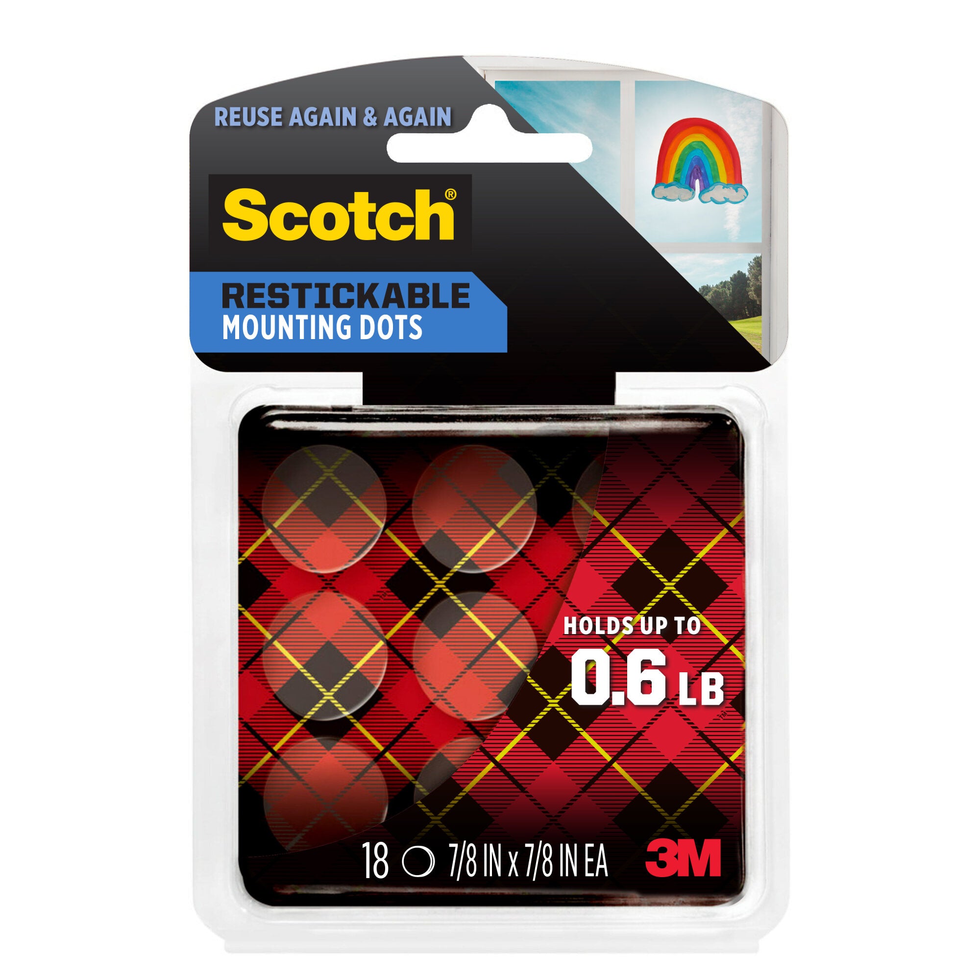 Scotch® Restickable Mounting Dots R105S, 0.875 in x 0.875 in (2.2 cm x 2.2 cm) Online now
