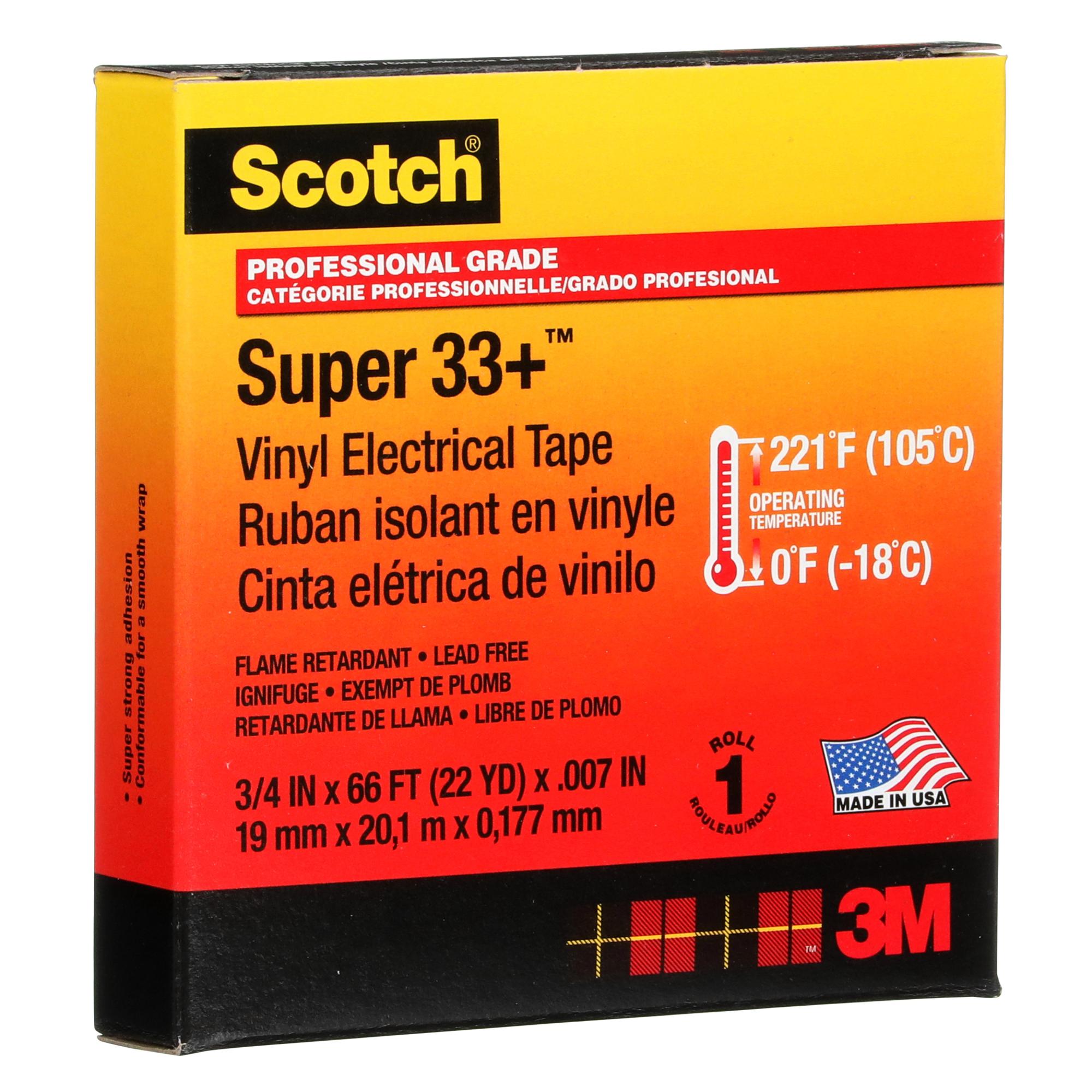 Scotch® Super 33+ Vinyl Electrical Tape, 3/4 in x 66 ft, 1-1/2 in Core,Black Online