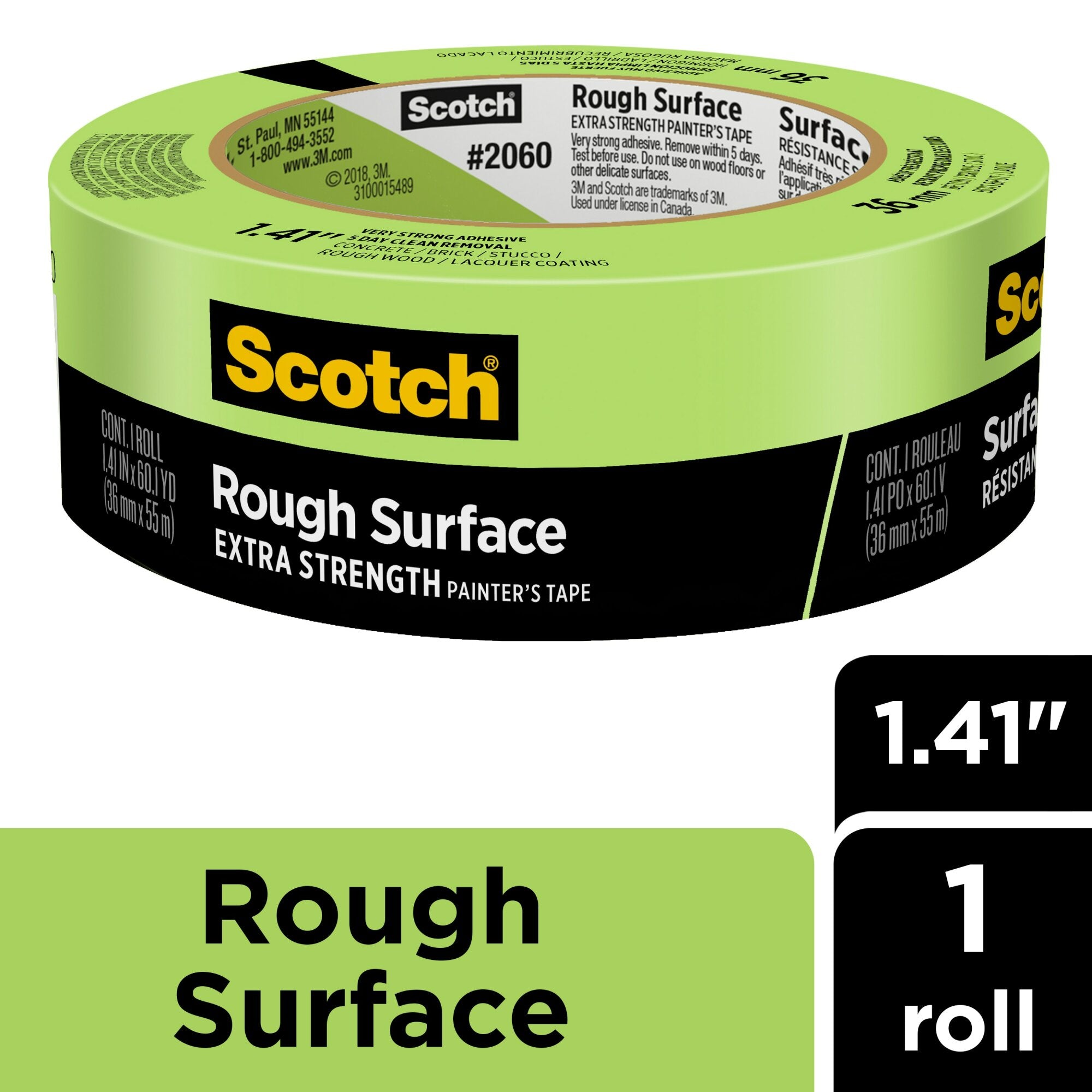 Scotch® Rough Surface Painter’s Tape 2060-36AP, 1.41 in x 60.1 yd (36mmx 55m)