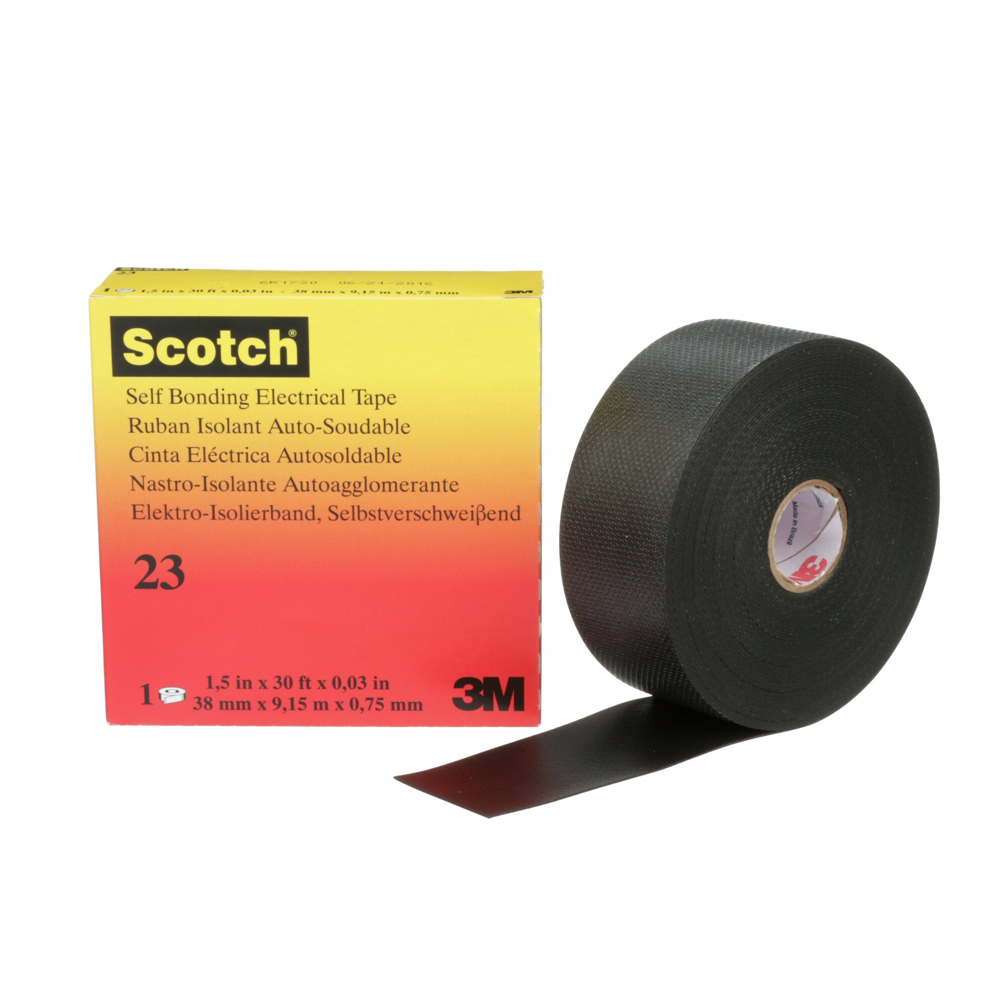 Scotch® Rubber Splicing Tape 23, 1-1/2 in x 30 ft, Black, 1 roll/carton Supply