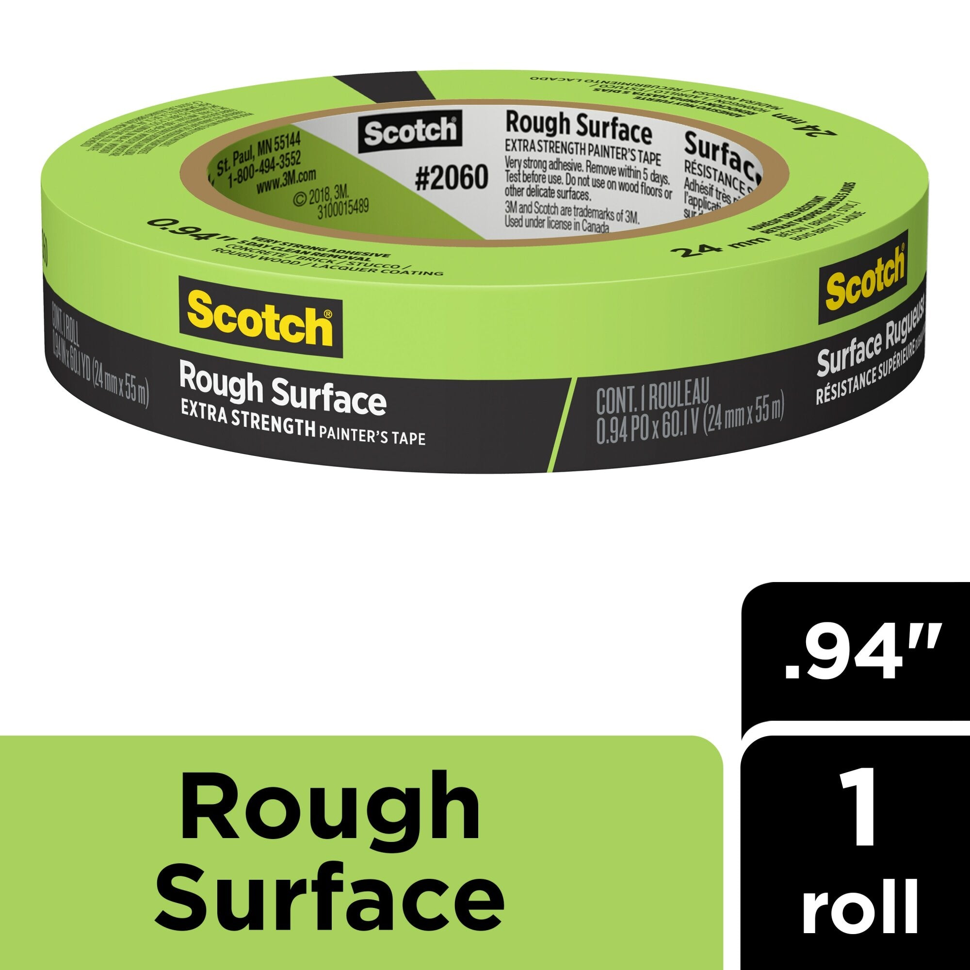 Scotch® Rough Surface Painter’s Tape 2060-24AP, 0.94 in x 60.1 yd (24mmx 55m)