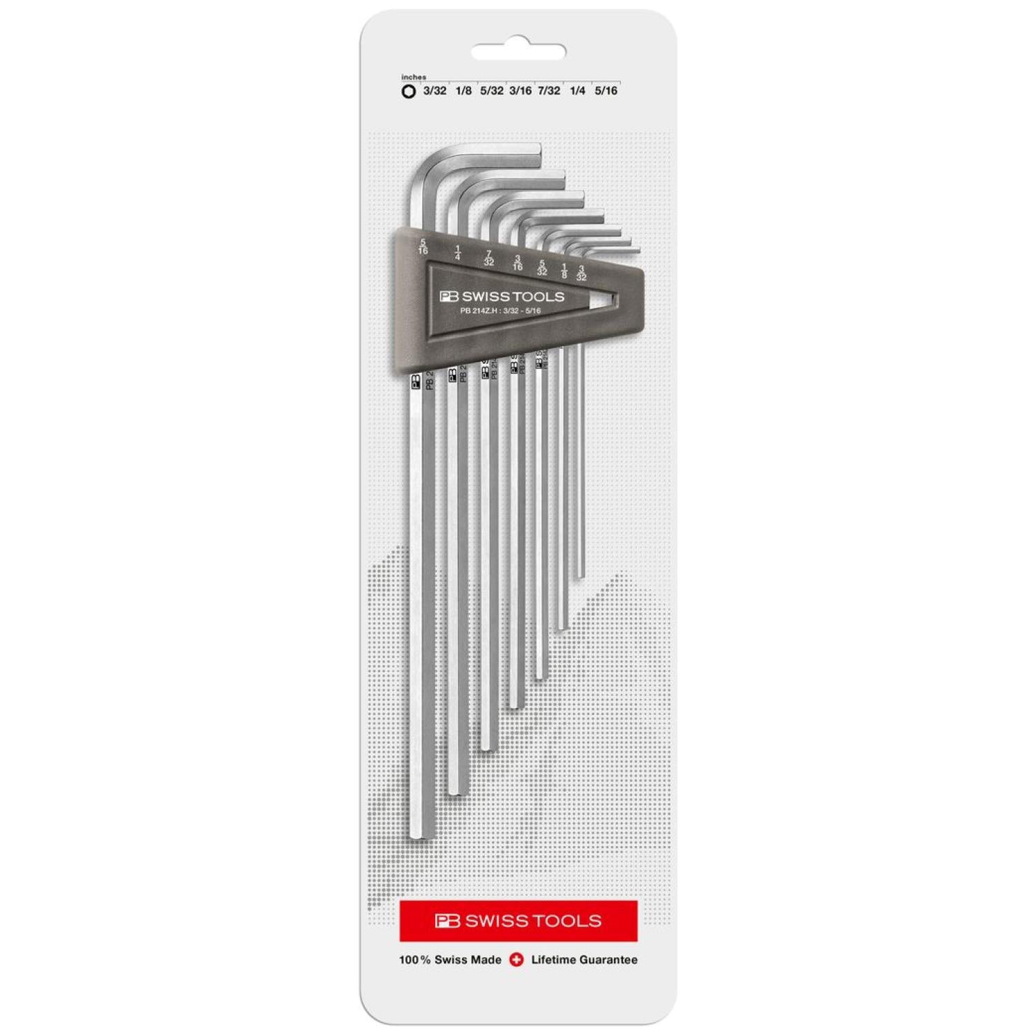 PB Swiss PB 214Z.H CN Hex Key L- Wrench Sets for Hexagon Socket Screws Long, 7 Pcs