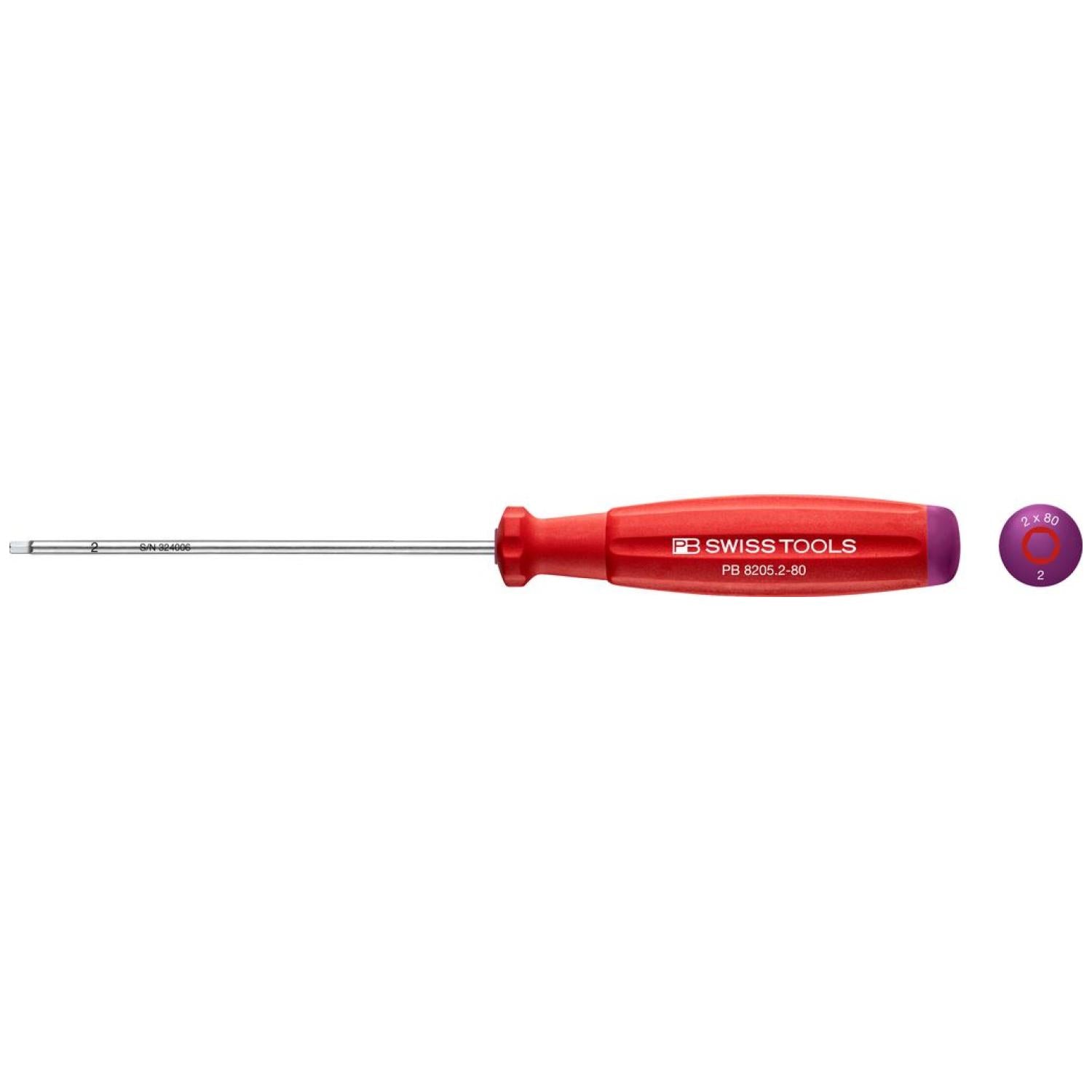 PB Swiss PB 8205.2-80 Hex Screwdriver, Swiss Grip, 2 mm, L – 157 mm
