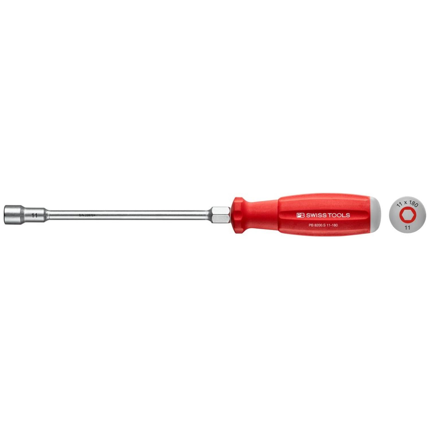 PB Swiss PB 8200.S 11-180 Hex Nut Screwdriver Swiss Grip 11 mm, 180 mm