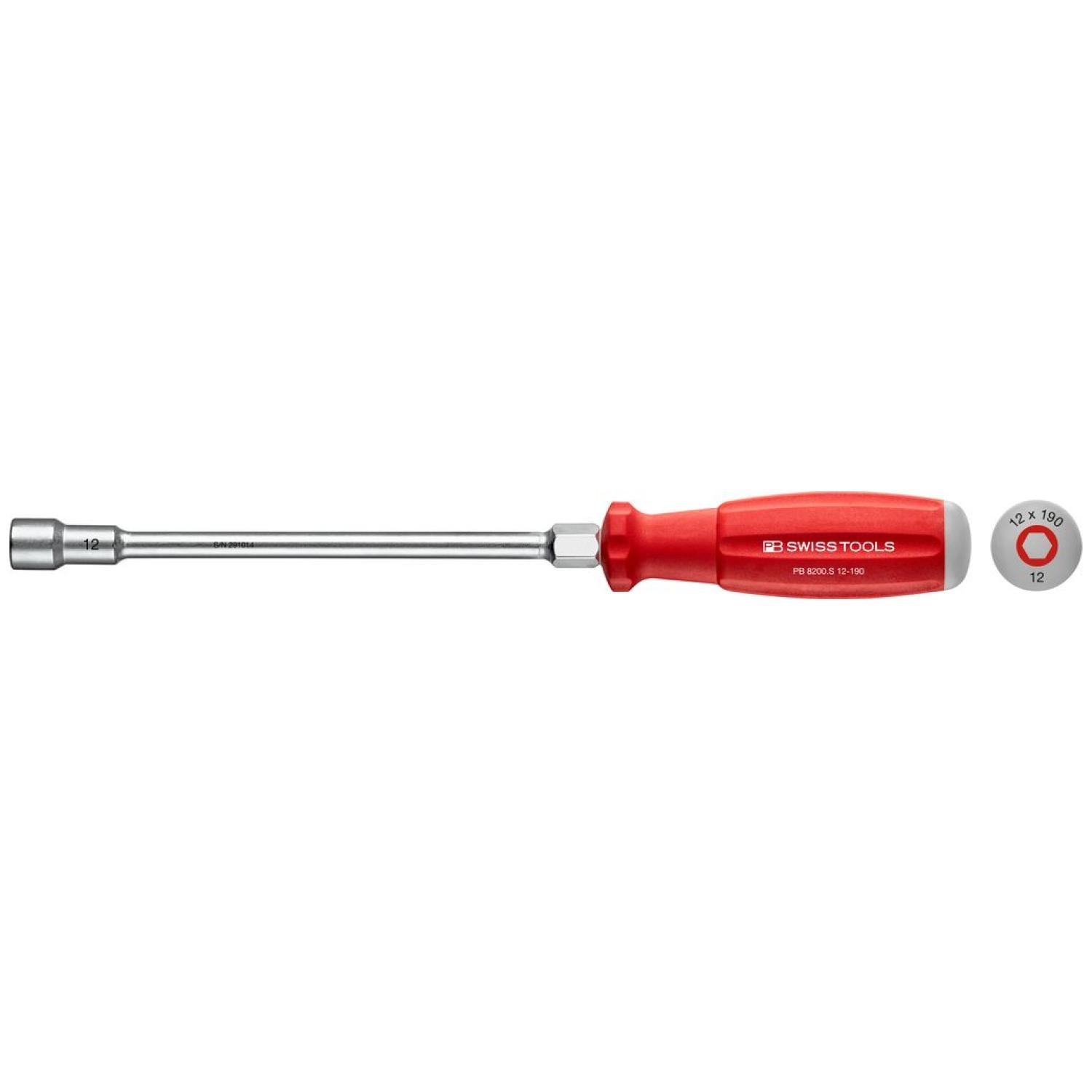 PB Swiss PB 8200.S 12-190 Hex Nut Screwdriver Swiss Grip, 12 mm Hot on Sale