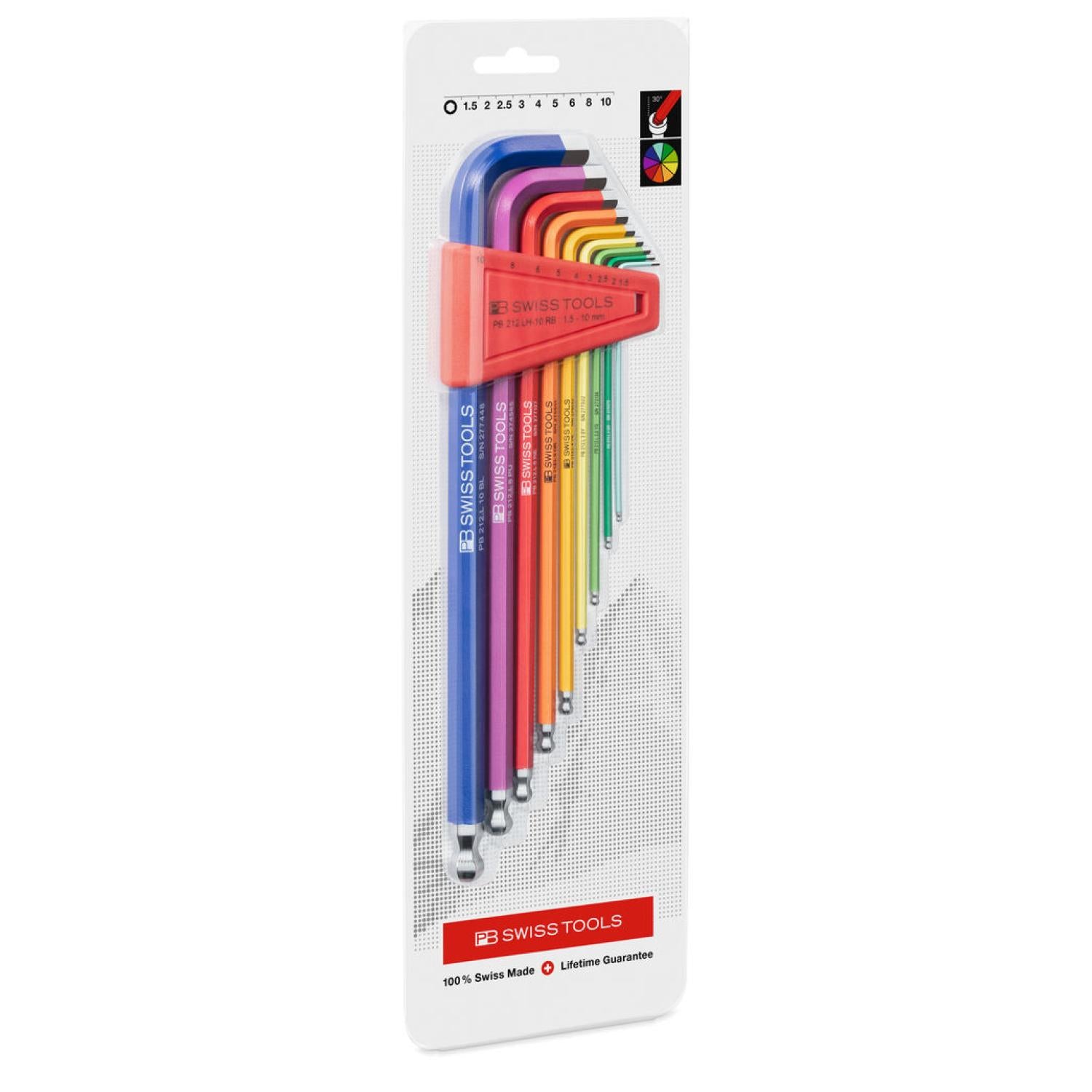 PB Swiss Tools PB 212.LH-10 RB CN Rainbow Ball End Hex Set, 1.5 – 10 mm, 9 Pc. Online Sale