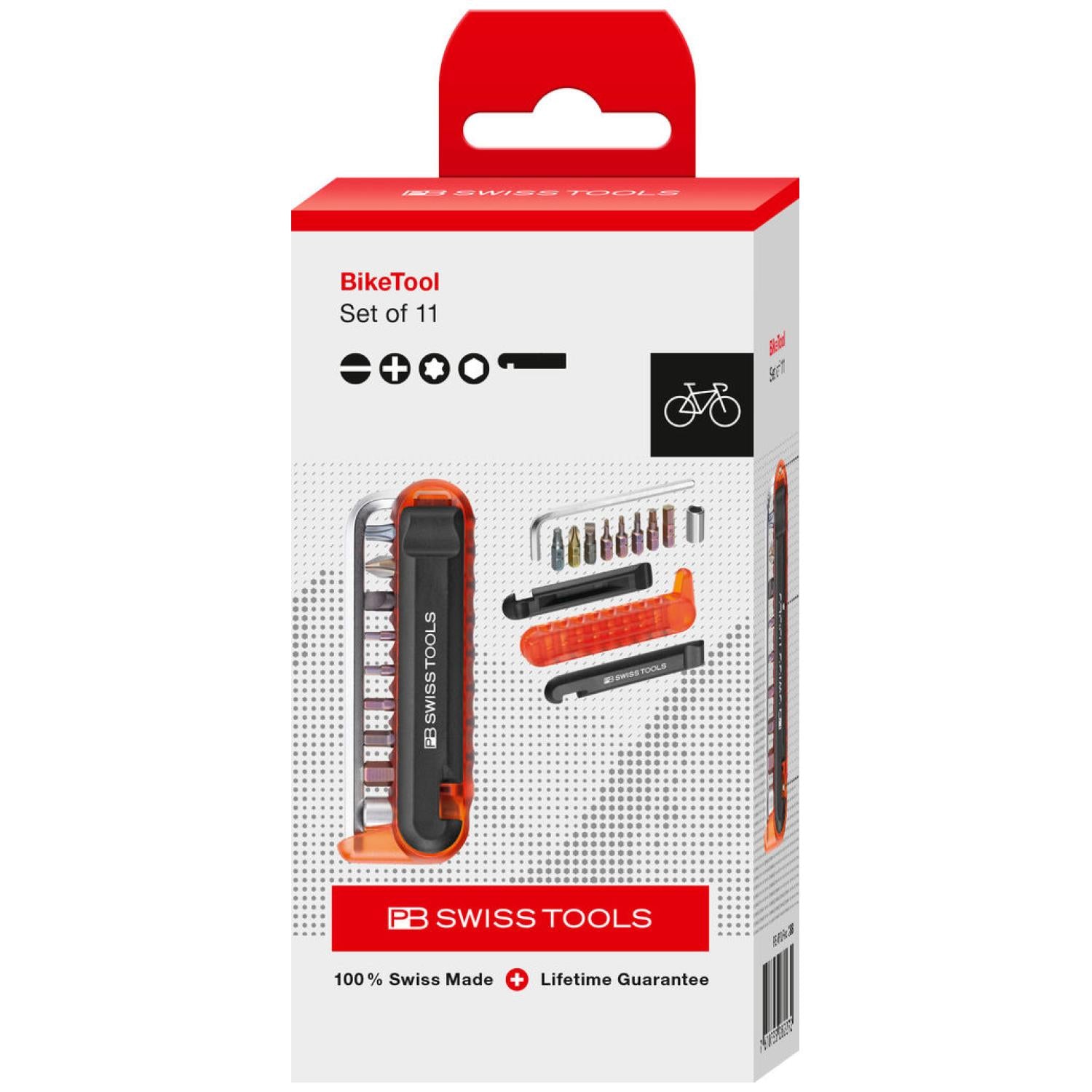 PB Swiss Tools PB 470.Red CBB BikeTool: Pocket Tool with 9 screwdriving tools and two tire levers