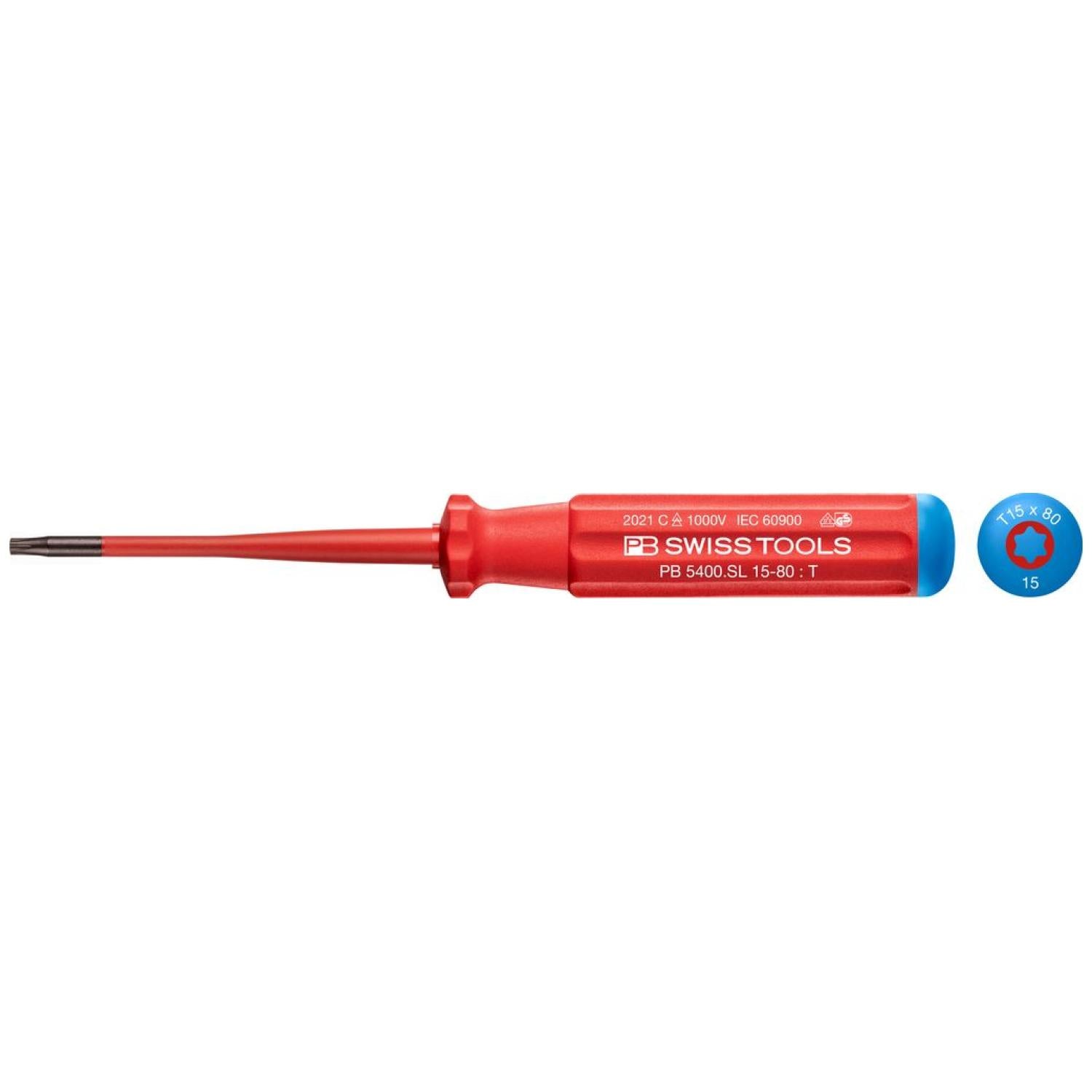 PB Swiss Tools PB 5400.SL 15-80 Classic VDE Insulated Screwdriver T15 Slim