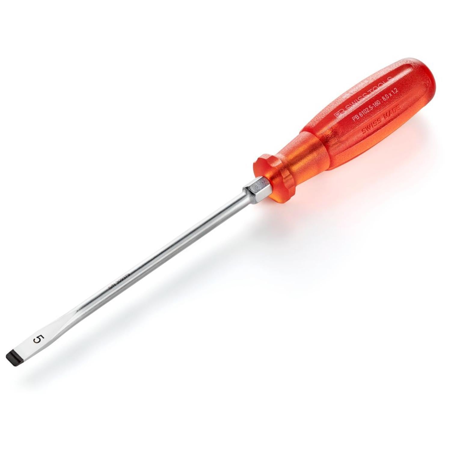 PB Swiss Tools PB 6102.5-160 Slotted Screwdriver, Slim, 8 x 160 mm