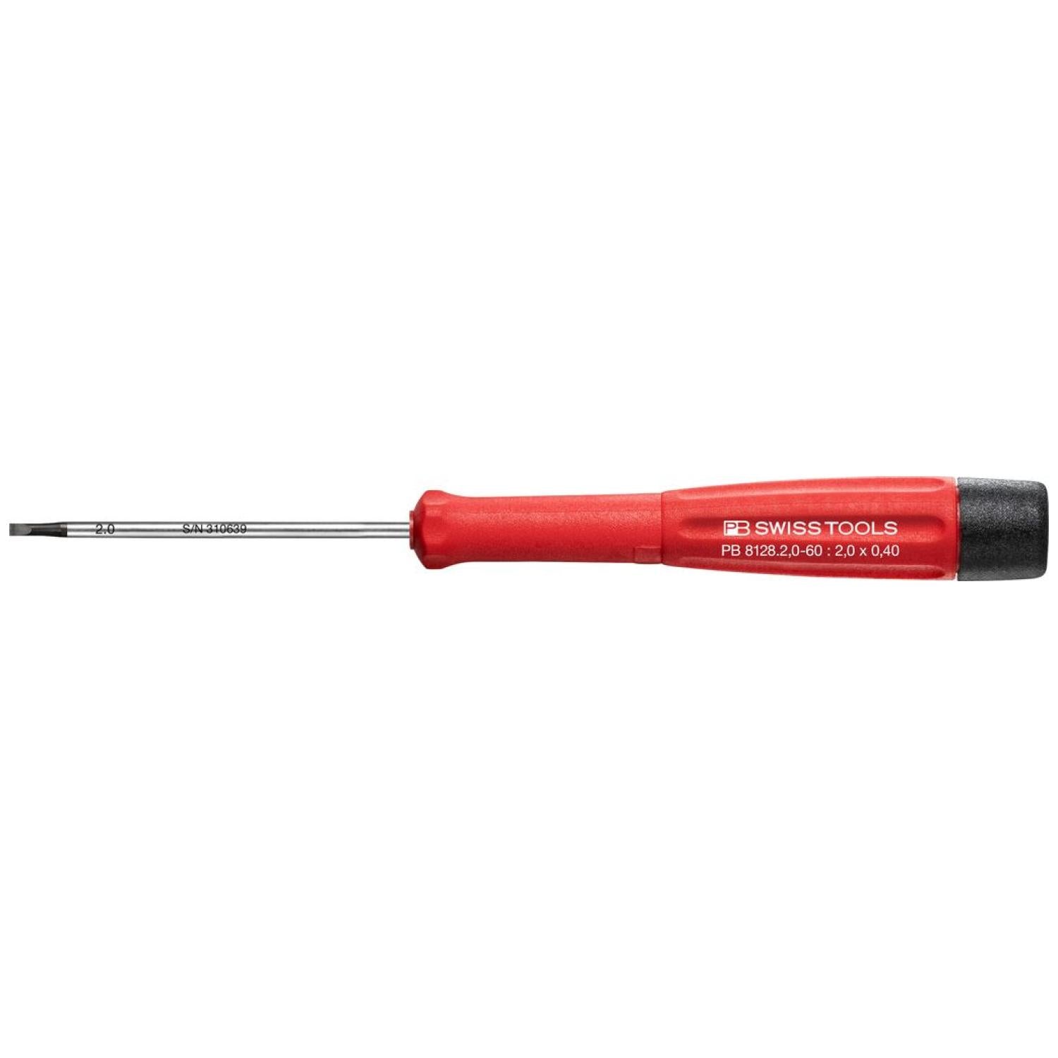 PB Swiss Tools PB 8128.2,0-60 Electronics Screwdriver for Slotted Screws, Precision 2.0 x 60 mm