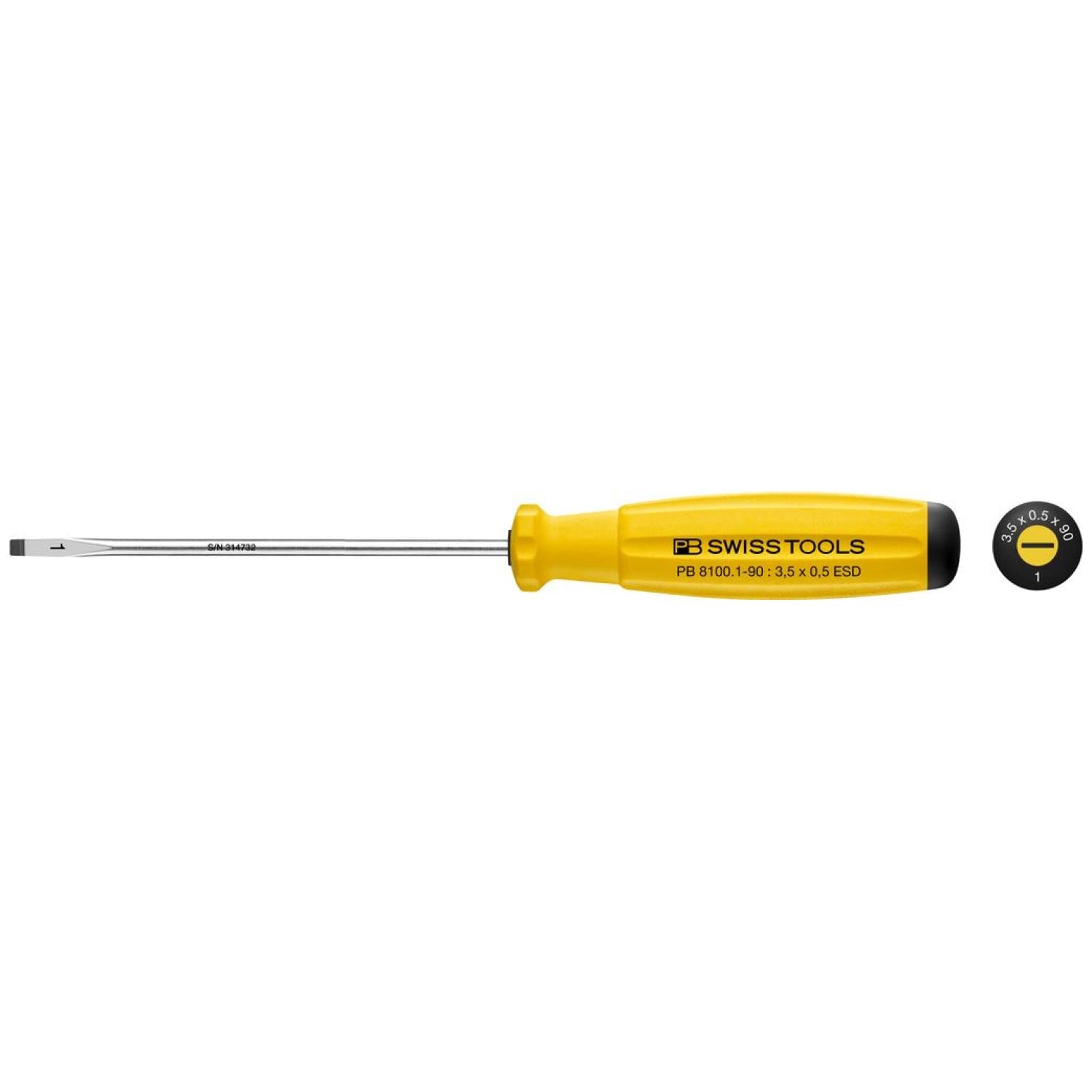PB Swiss Tools PB 8100.1-90 ESD SwissGrip Screwdriver Slotted ESD – SL1 Supply
