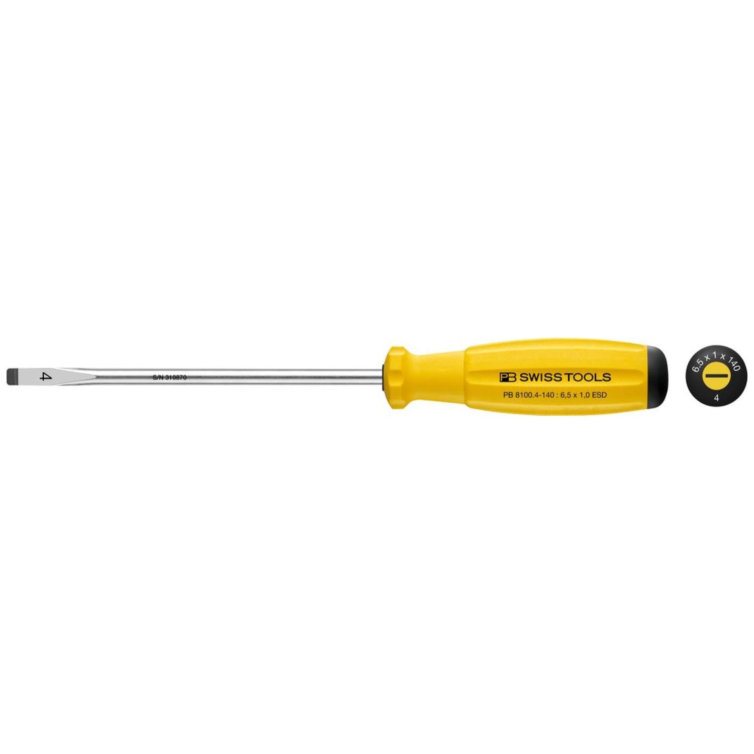 PB Swiss Tools PB 8100.4-140 ESD SwissGrip Screwdriver Slotted ESD – SL4 Fashion