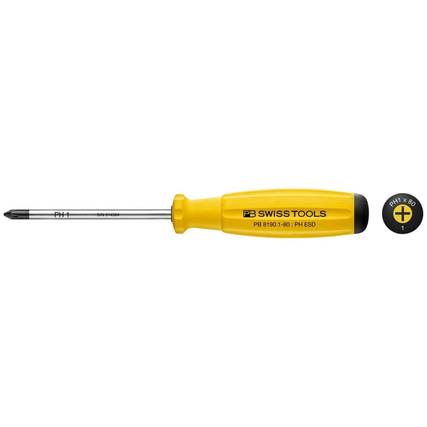 PB Swiss Tools PB 8190.1-80 ESD SwissGrip Screwdriver Phillips ESD – PH1