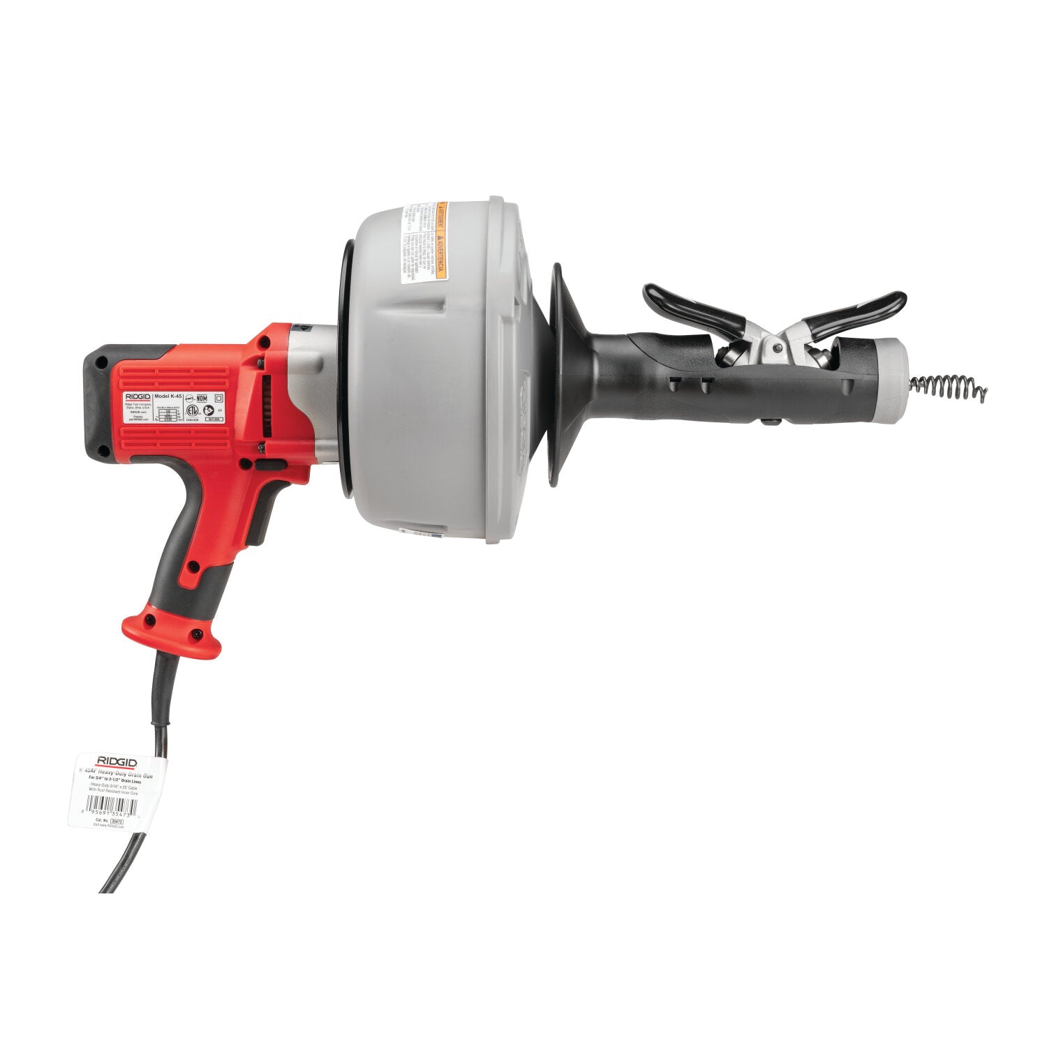 Ridgid 36018 K-45 Machine with: – C-1lC, 5/16″ x 25′ (8 mm x 7.6 m) Inner Core Cable with Inner Drum