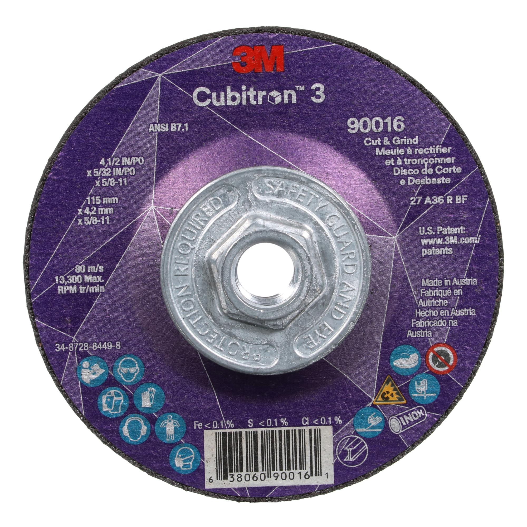 3M Cubitron 3 Cut and Grind Wheel, 90016, 36+, T27 Online Hot Sale