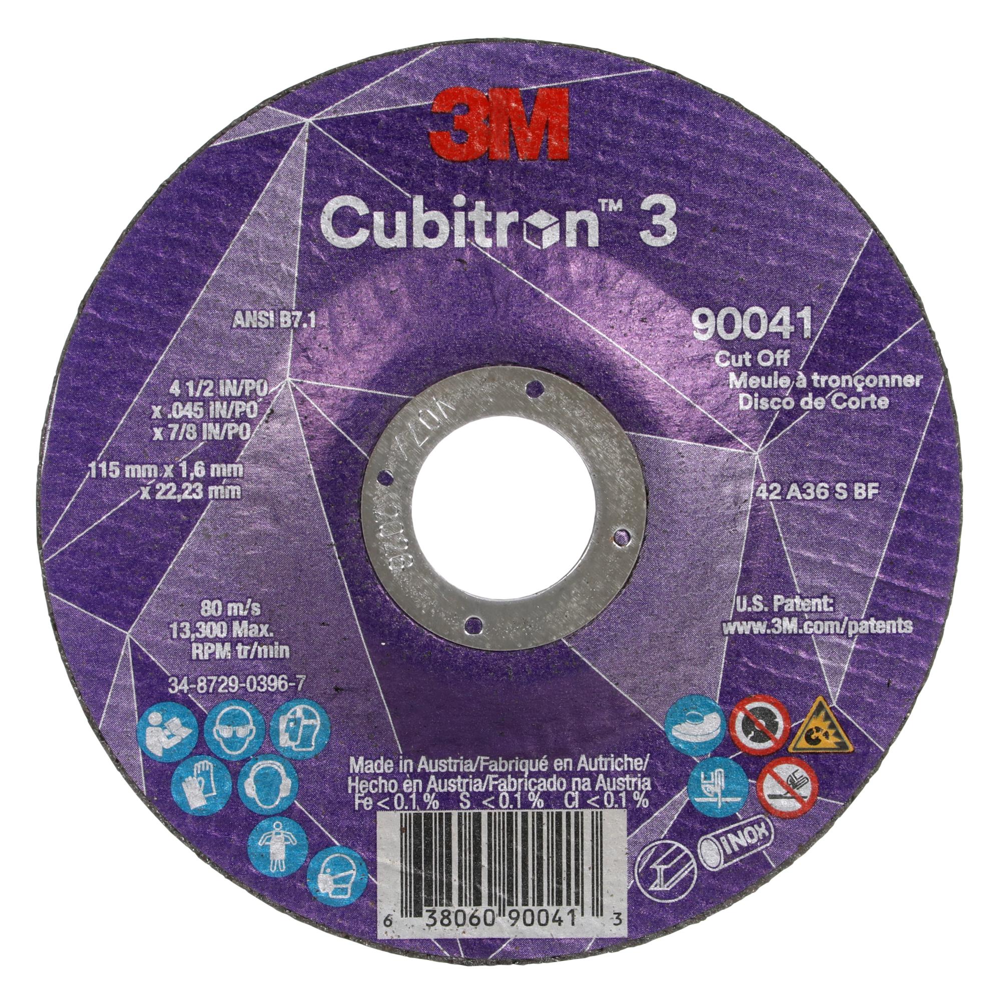 3M Cubitron 3 Cut-Off Wheel, 90041, 36+, T27, 4-1/2 in x 0.045 in x7/8 in Sale