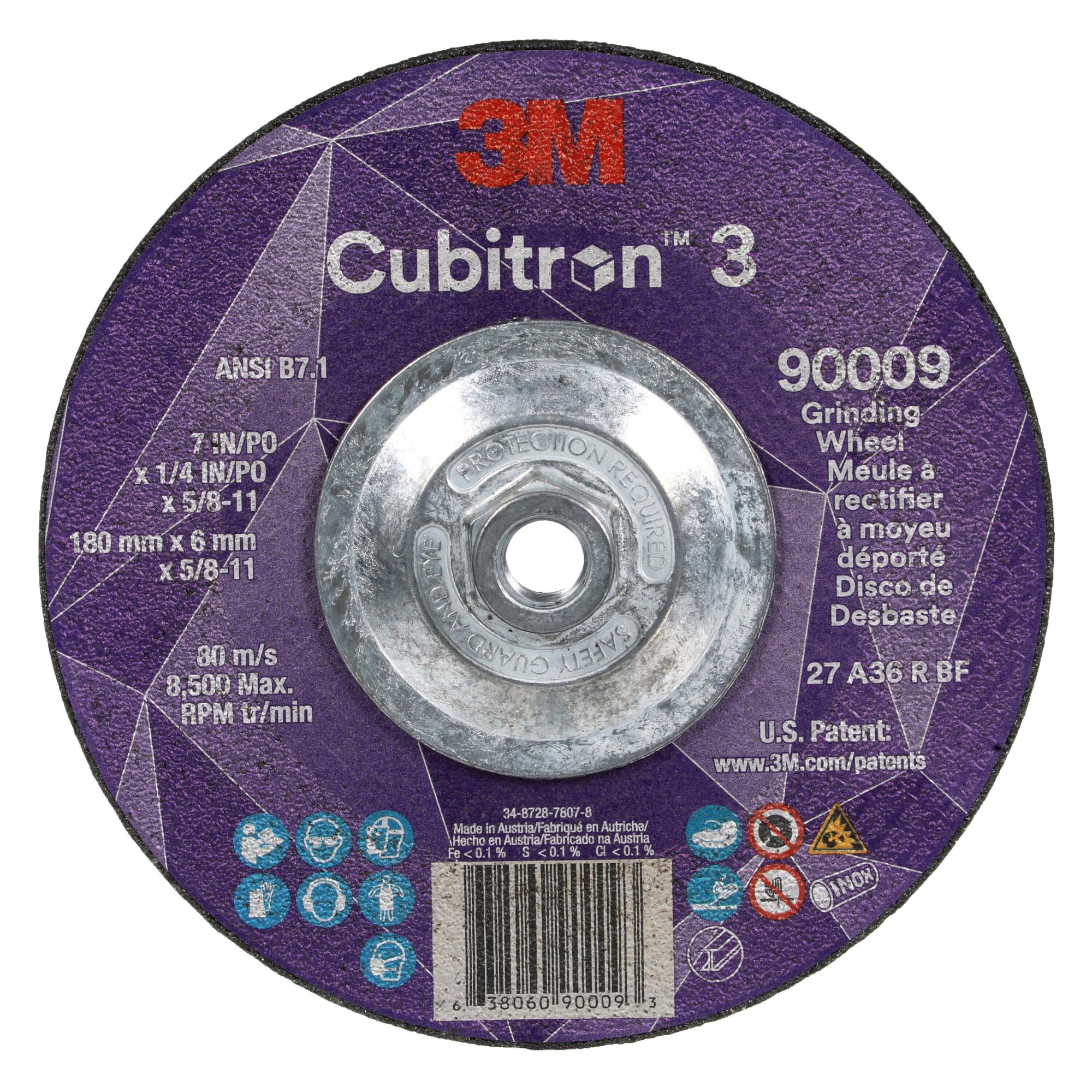 3M Cubitron 3 Depressed Center Grinding Wheel, 90009, 36+, T27 Supply