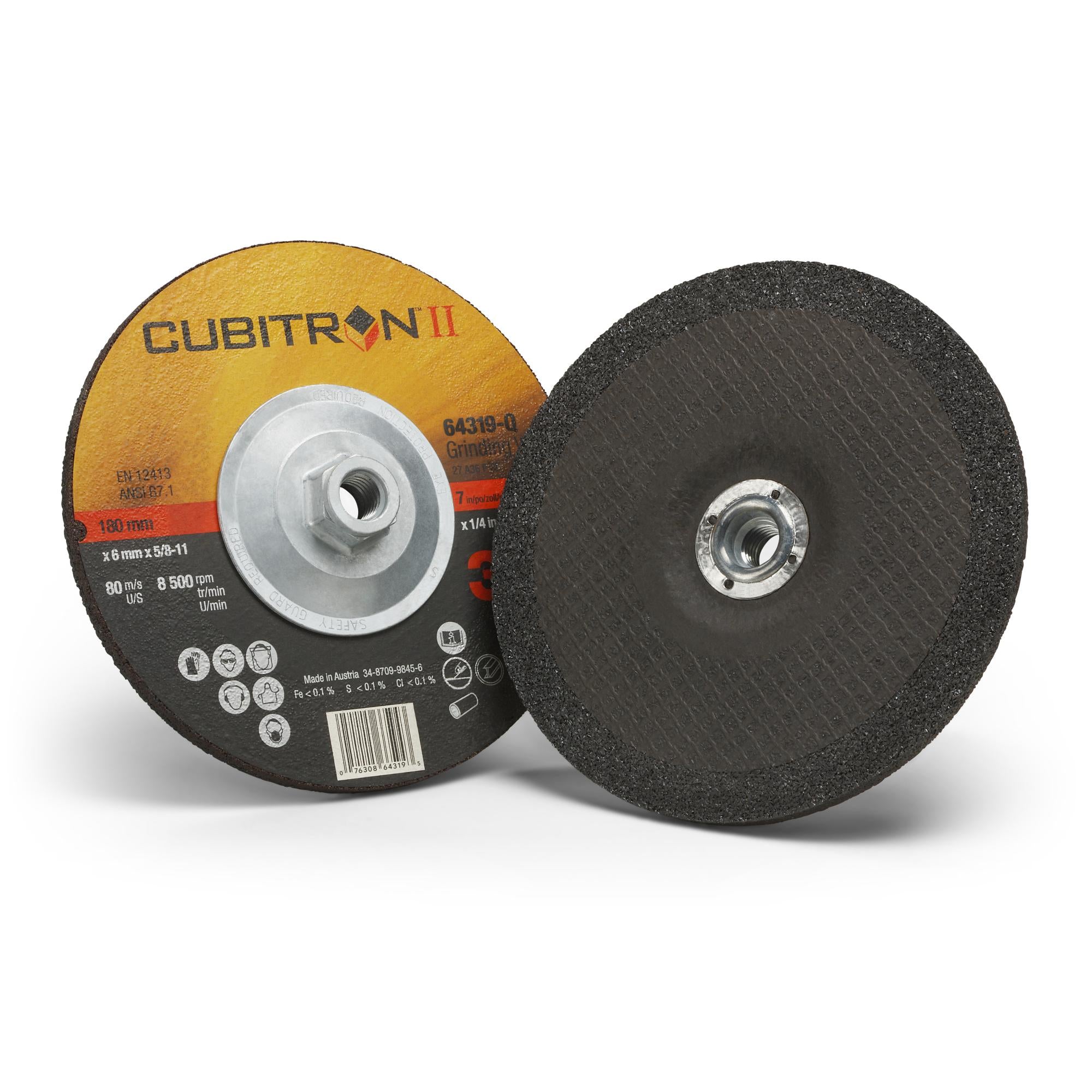 3M Cubitron II Depressed Center Grinding Wheel, 64319, T27 QuickChange