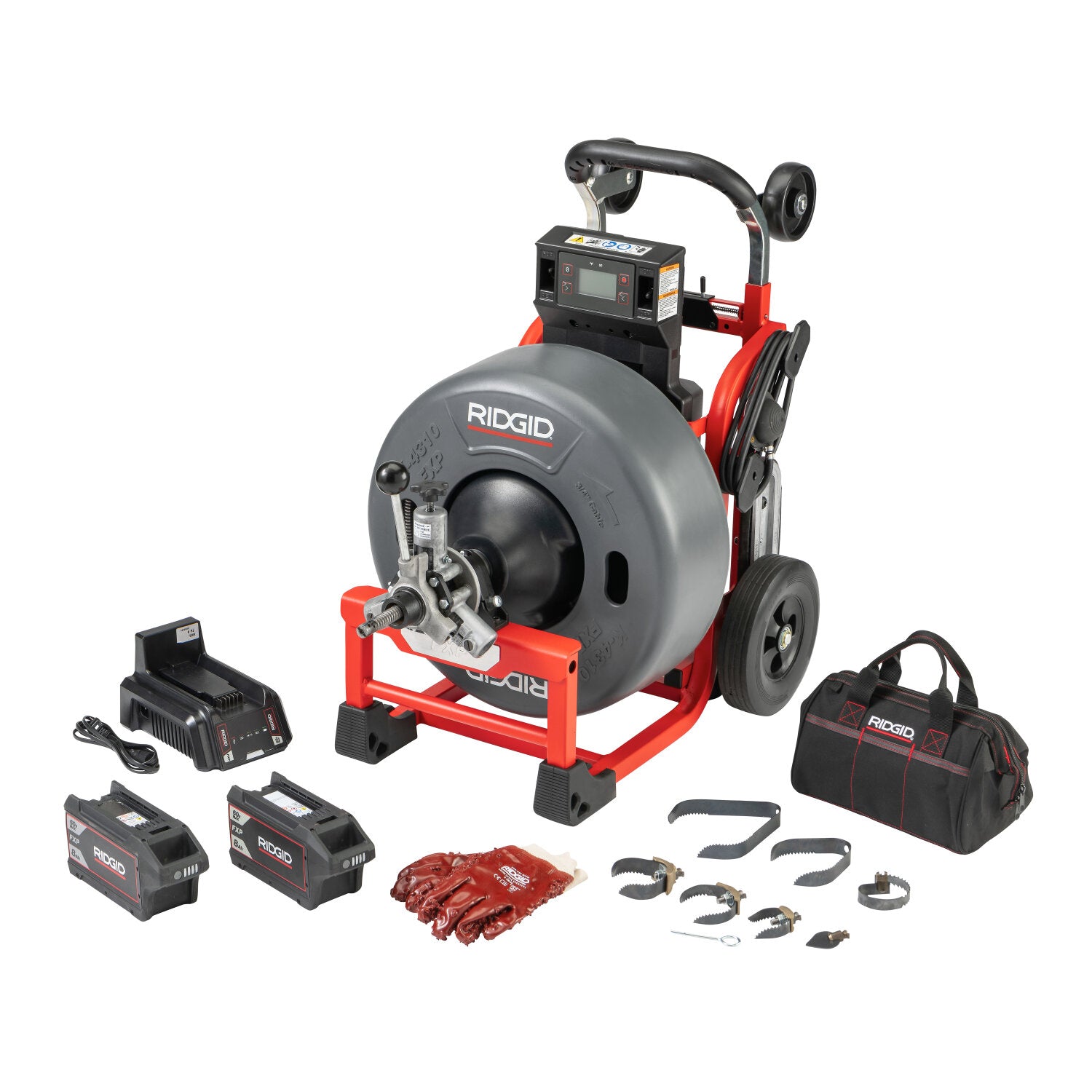 Ridgid 73048 K-4310 FXP 3/4″ Drum Machine with FXP Battery-8.0 Ah (Qty-2) & Charger