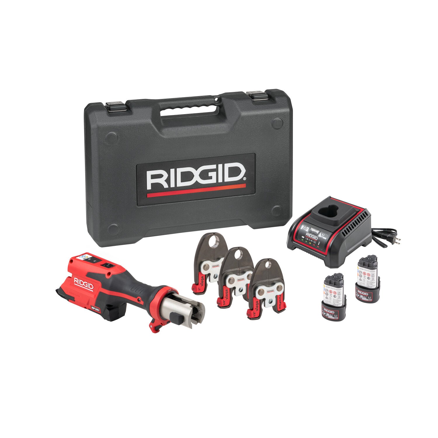Ridgid 78168 RP 251 Press Tool Battery Kit with 1/2″, 3/4″ and 1″ PureFlow Jaws