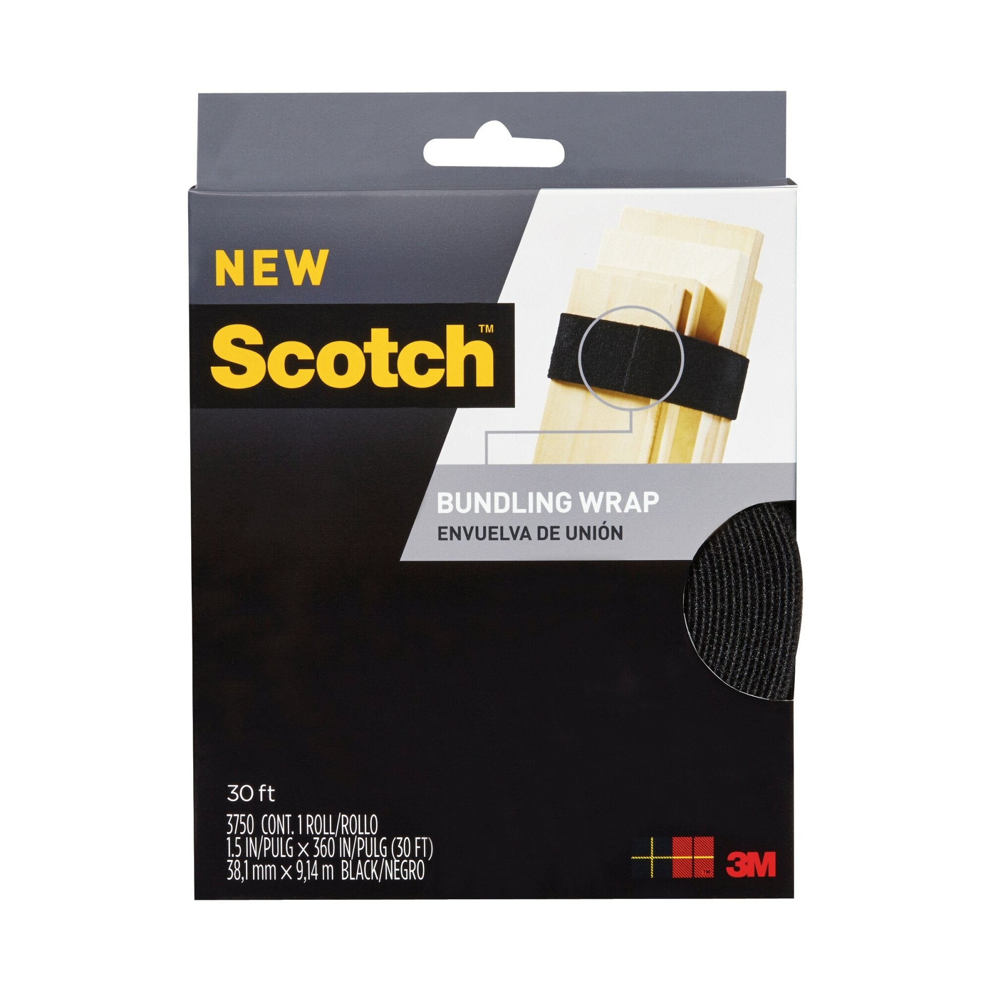 Scotch Bundling Wrap RF3750, 1.5 in x 30 ft (38,1 mm x 9,1 m) Black Online now