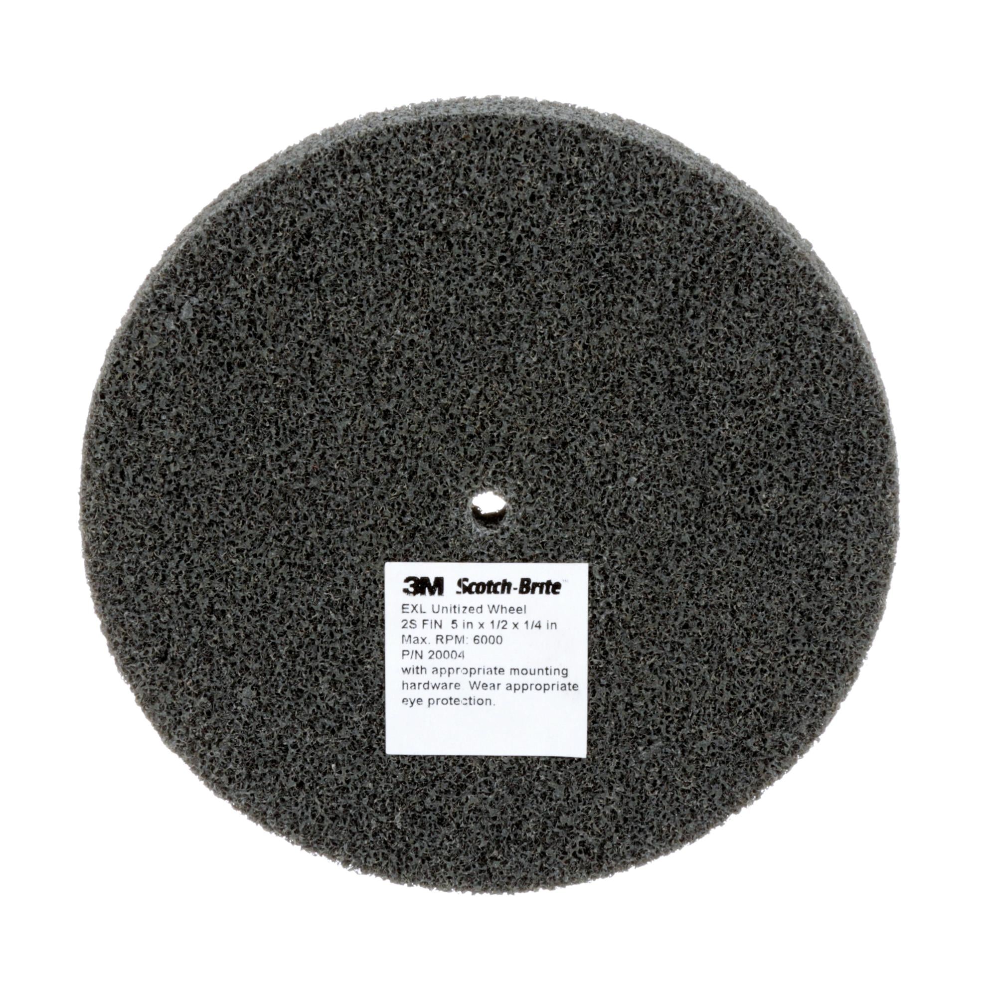 Scotch-Brite EXL Unitized Wheel, XL-UW, 2S Fine, 5 in x 1/2 in x 1/4in