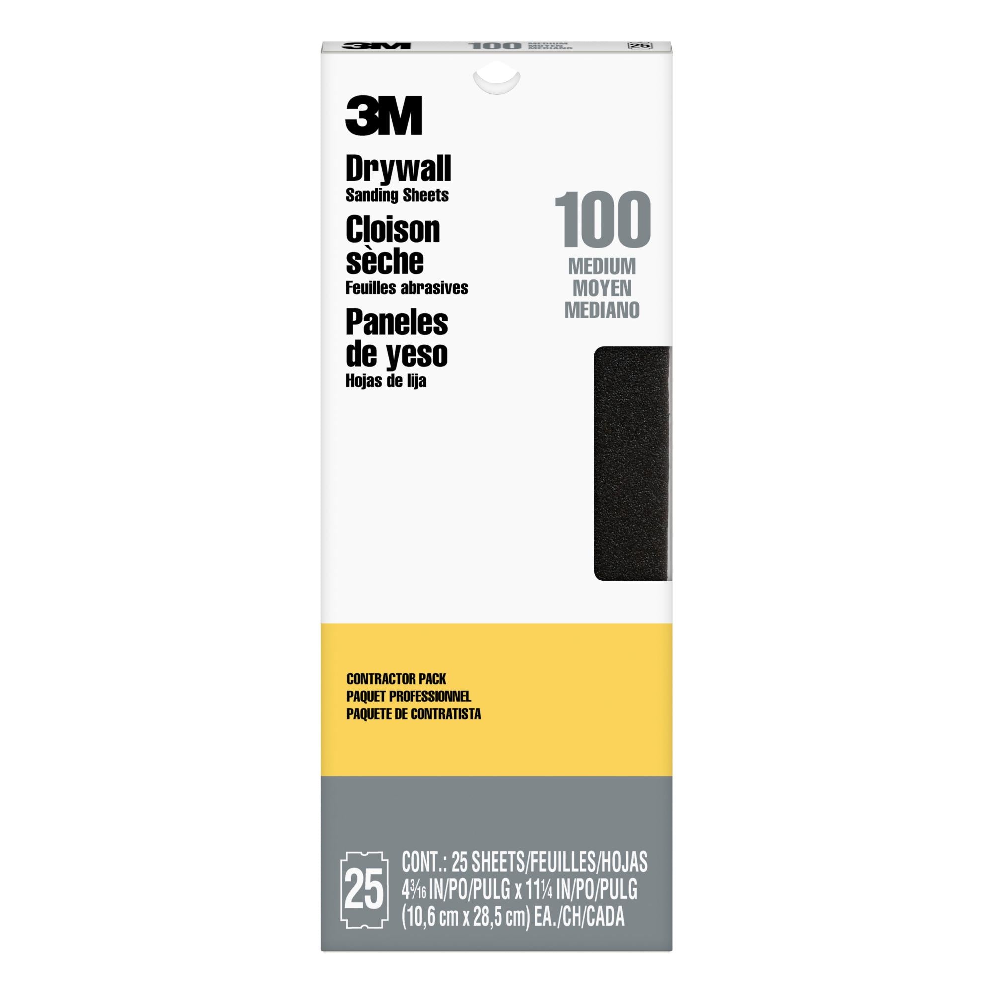 3M Drywall Sanding Sheet 99432NA, 4 3/16 in x 11 1/4 in, 100 grit, 25 shts/pk Online now