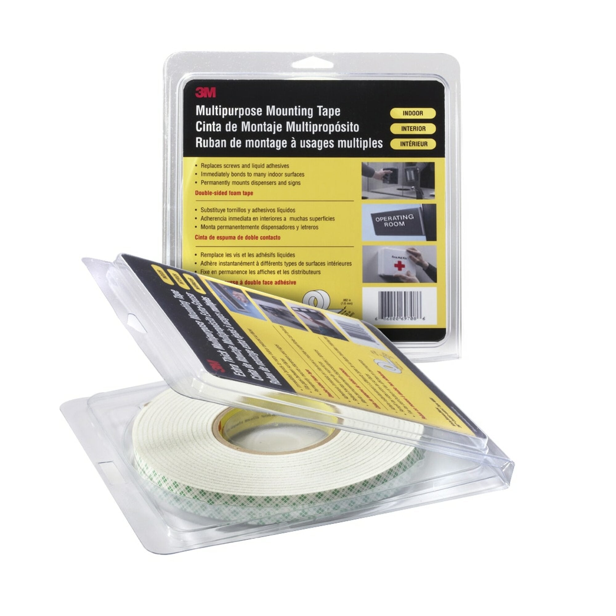 3M Double Coated Urethane Foam Tape 4016, Off White, 1 1/2 in x 36 yd,62 mil
