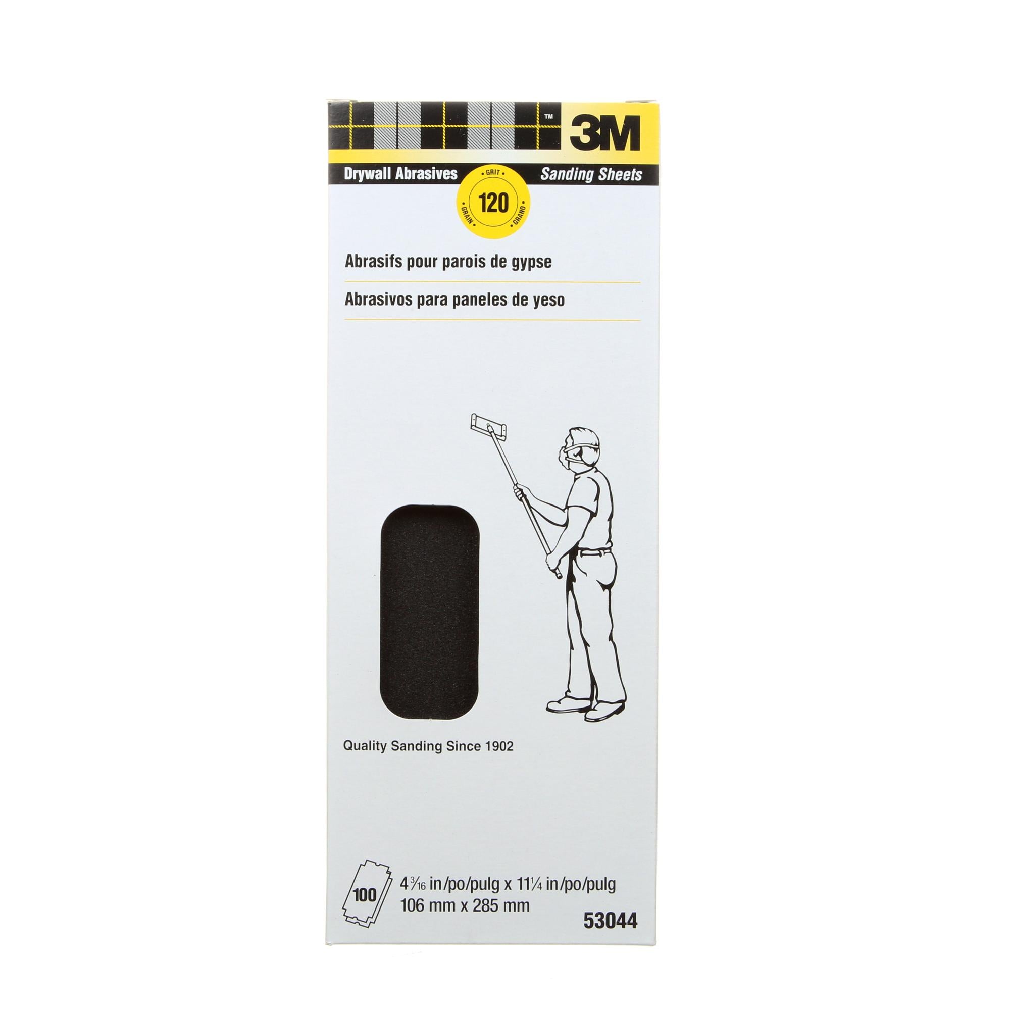 3M Drywall Sanding Sheets 53044-A, 4 3/16 in x 11 1/4 in M-127, 120grit Fashion