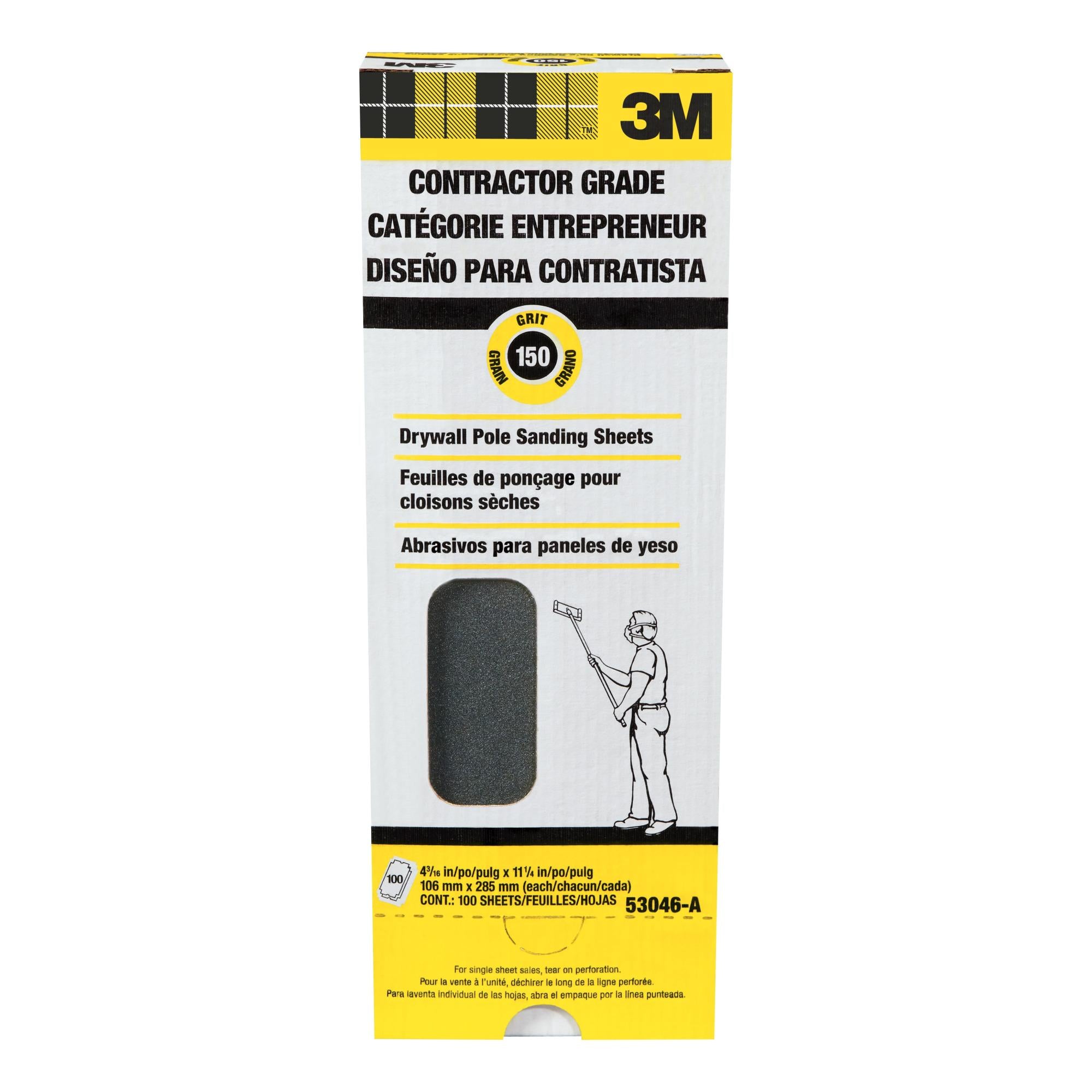 3M Drywall Sanding Sheets 53046-A, 4 3/16 in x 11 1/4 in M-127, 150grit