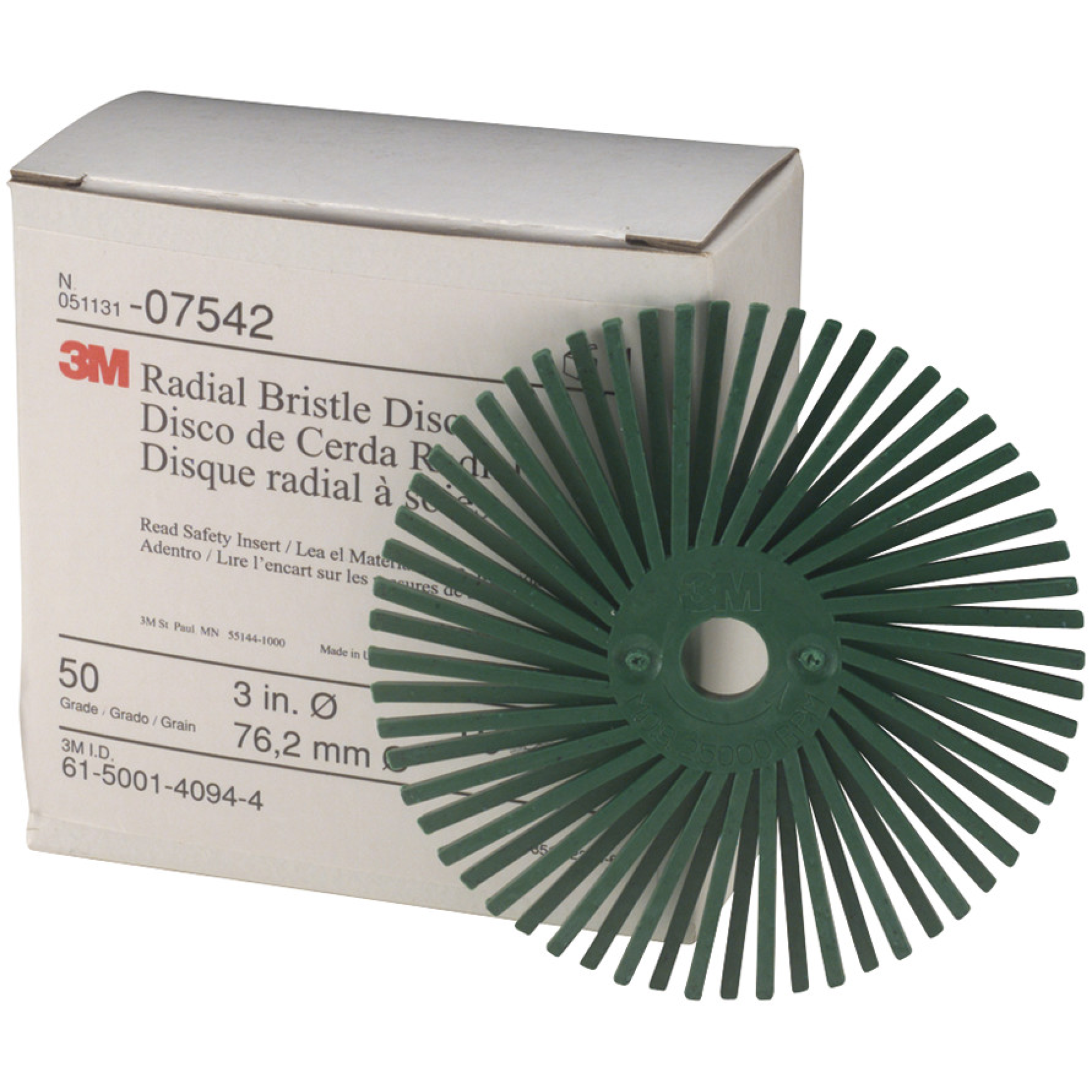 Scotch-Brite Radial Bristle Disc, 3 in x 3/8 in 50, 10/Carton Fashion