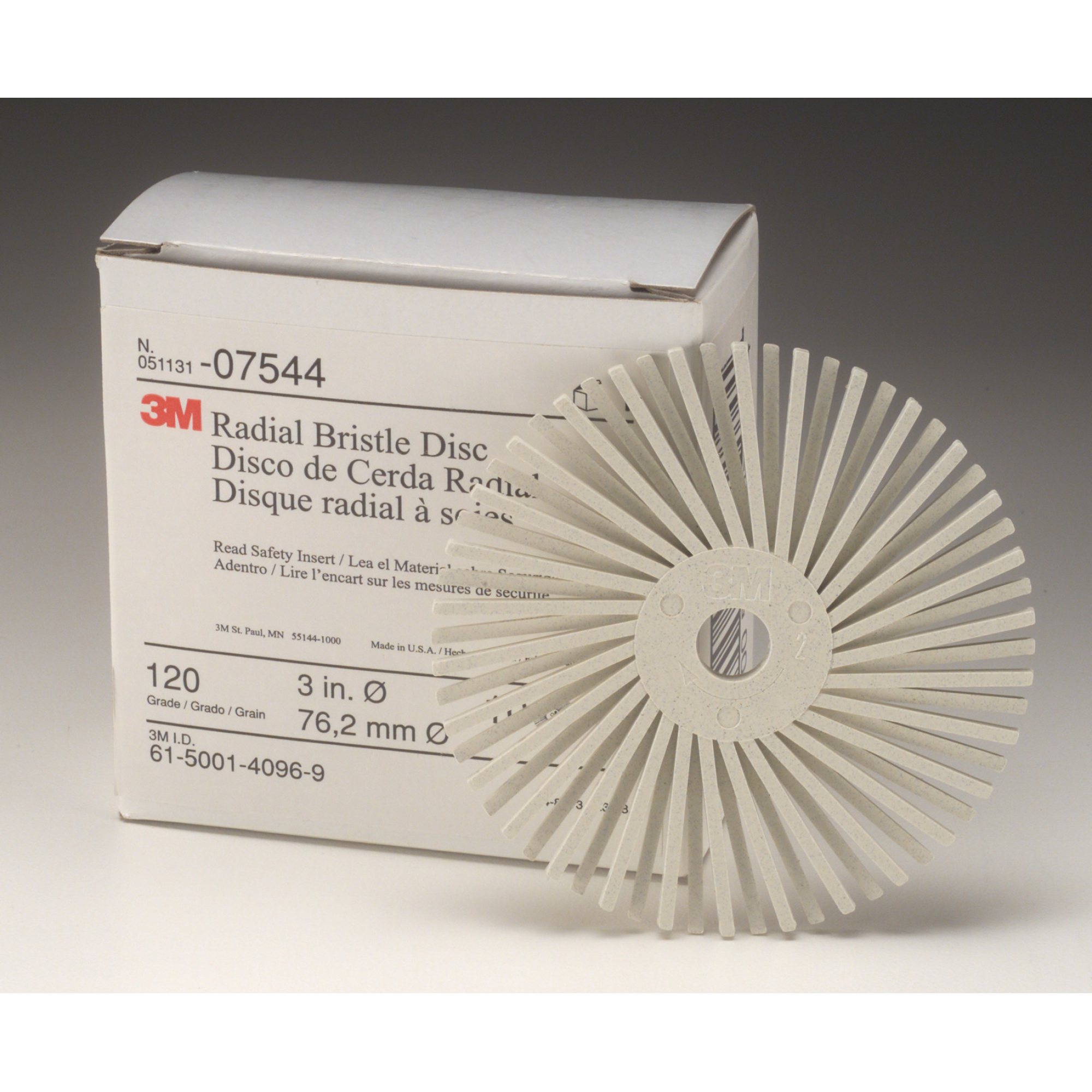 Scotch-Brite Radial Bristle Disc, 3 in x 3/8 in 50, 10/Carton Fashion